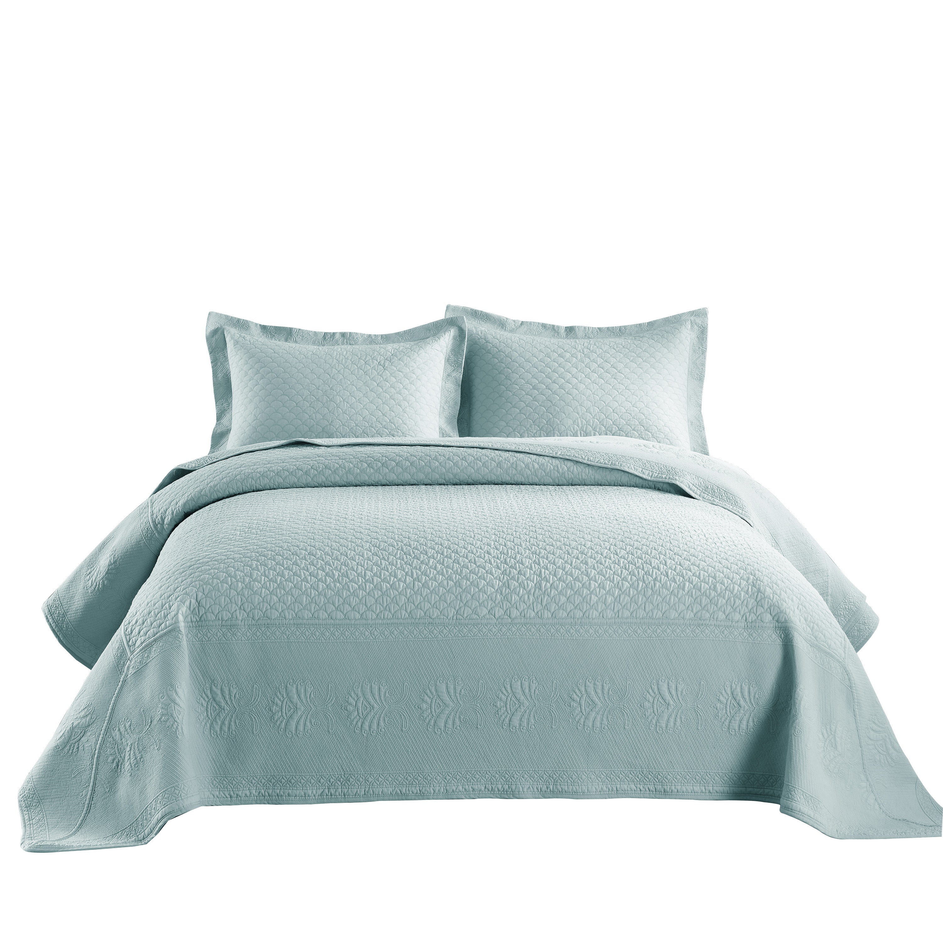 3 Piece 100% Cotton Oversized Lightweight Quilt Set Bedspread TM