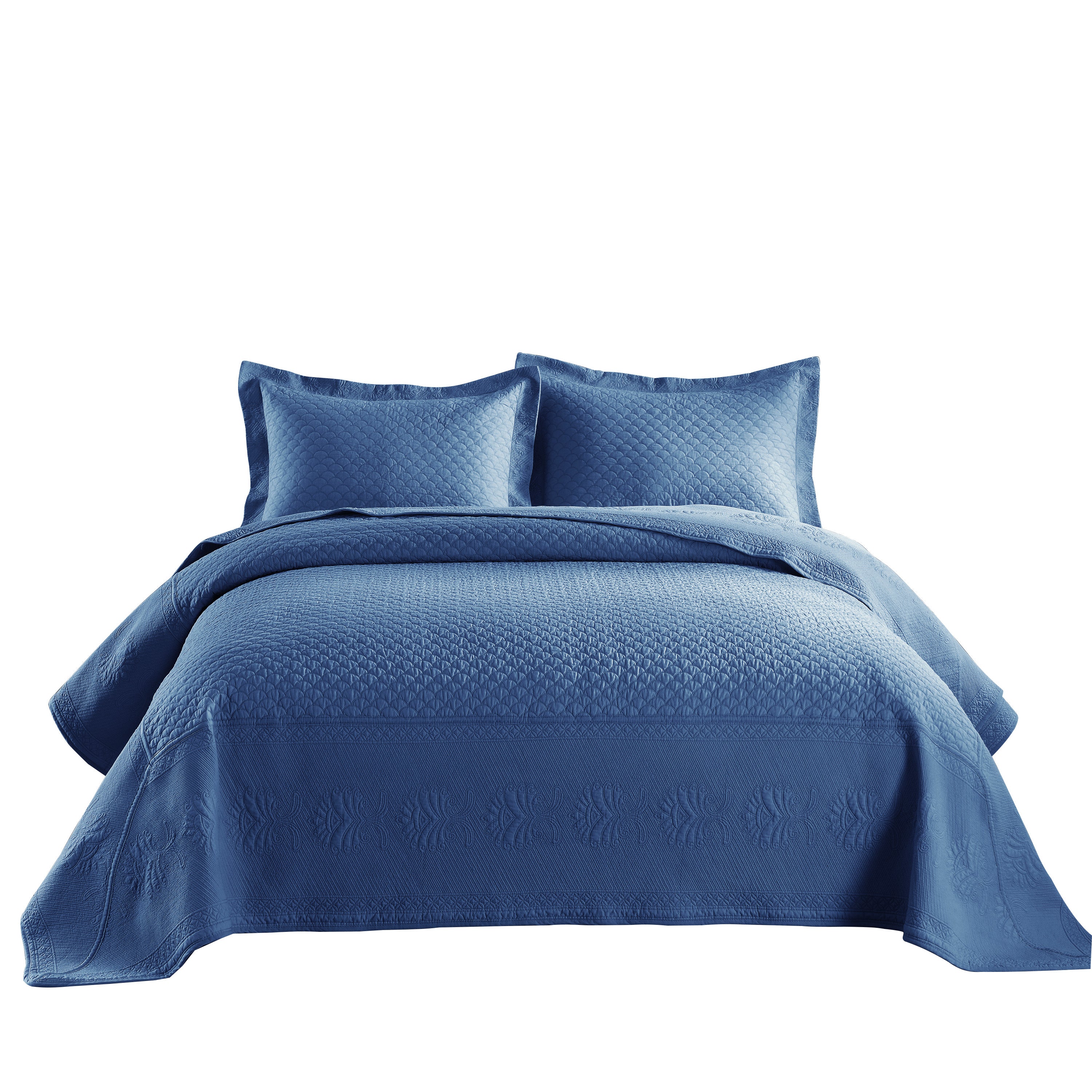 3 Piece 100% Cotton Oversized Lightweight Quilt Set Bedspread TM