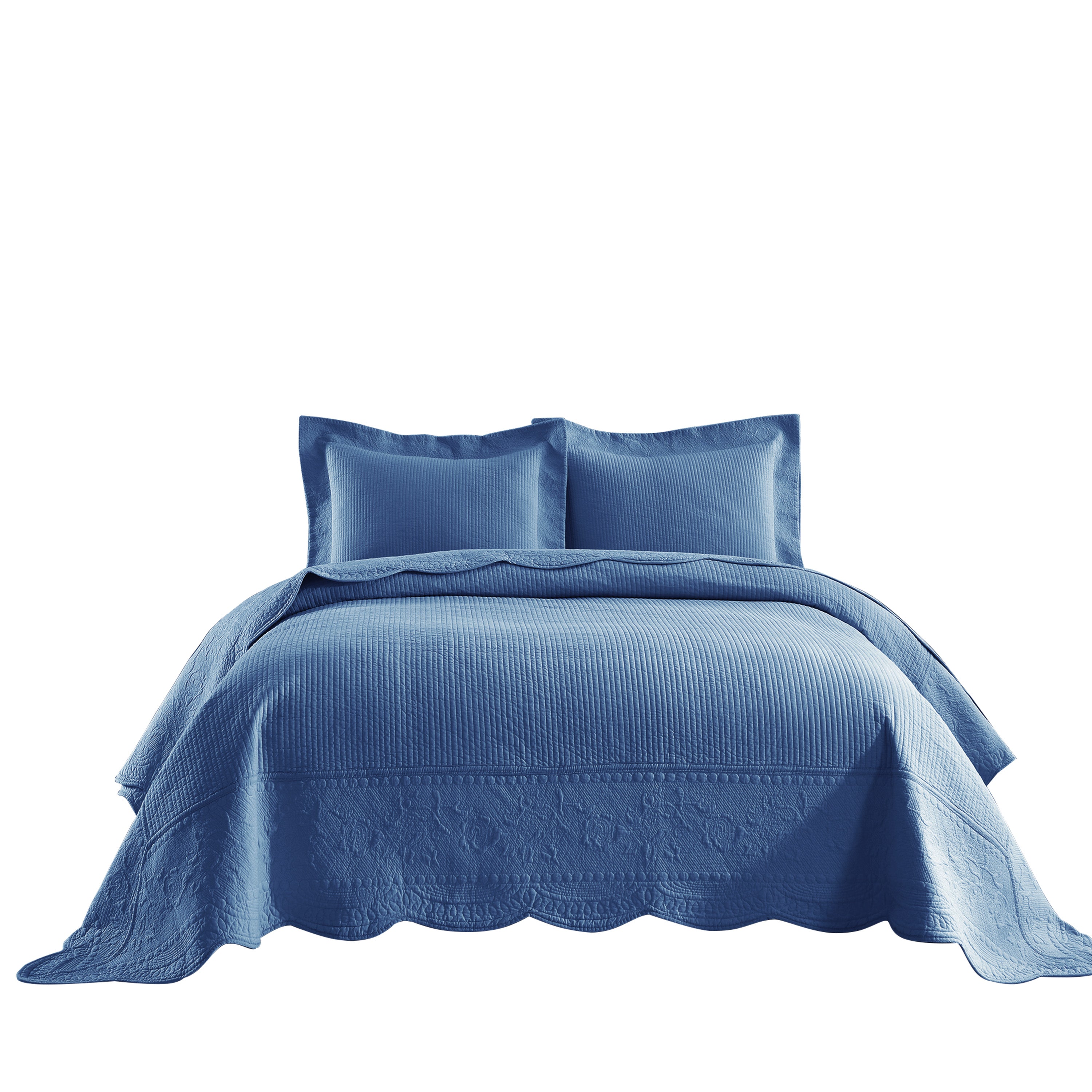 3 Piece 100% Cotton Quilt Set, Oversized Lightweight Textured Bedspread TG