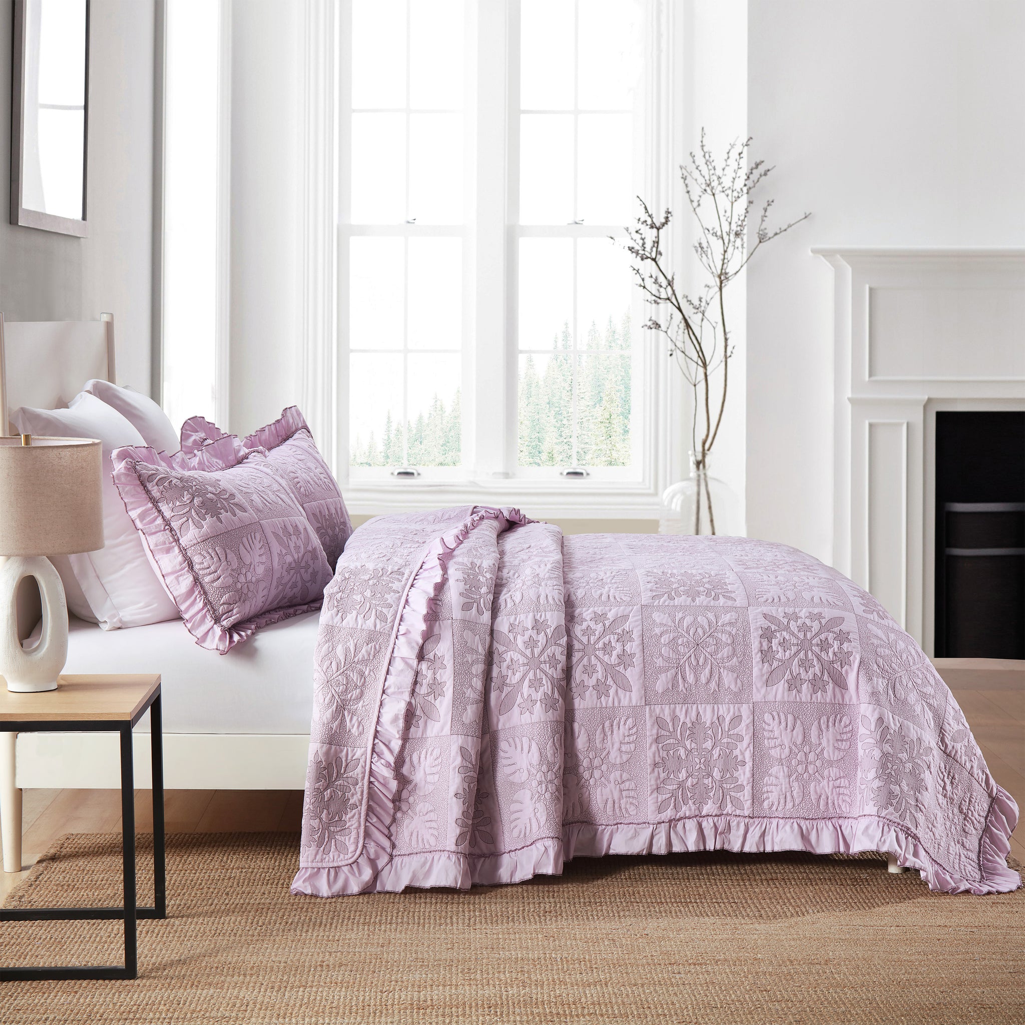 3-Piece 100% Cotton Oversized Bedspread Set Coverlet Set Lightweight Quilt Set TJ