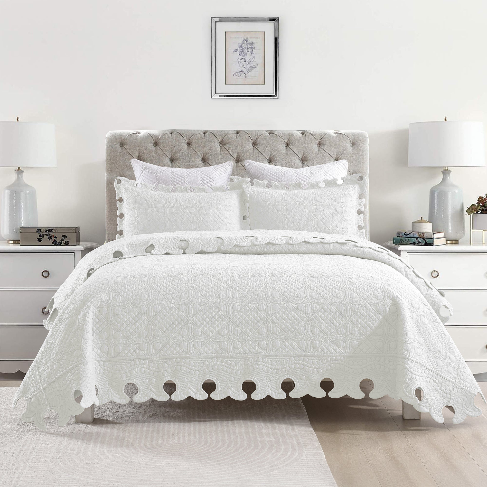 3 Piece 100% Cotton Oversized Lightweight Quilt Bedspread Set TW