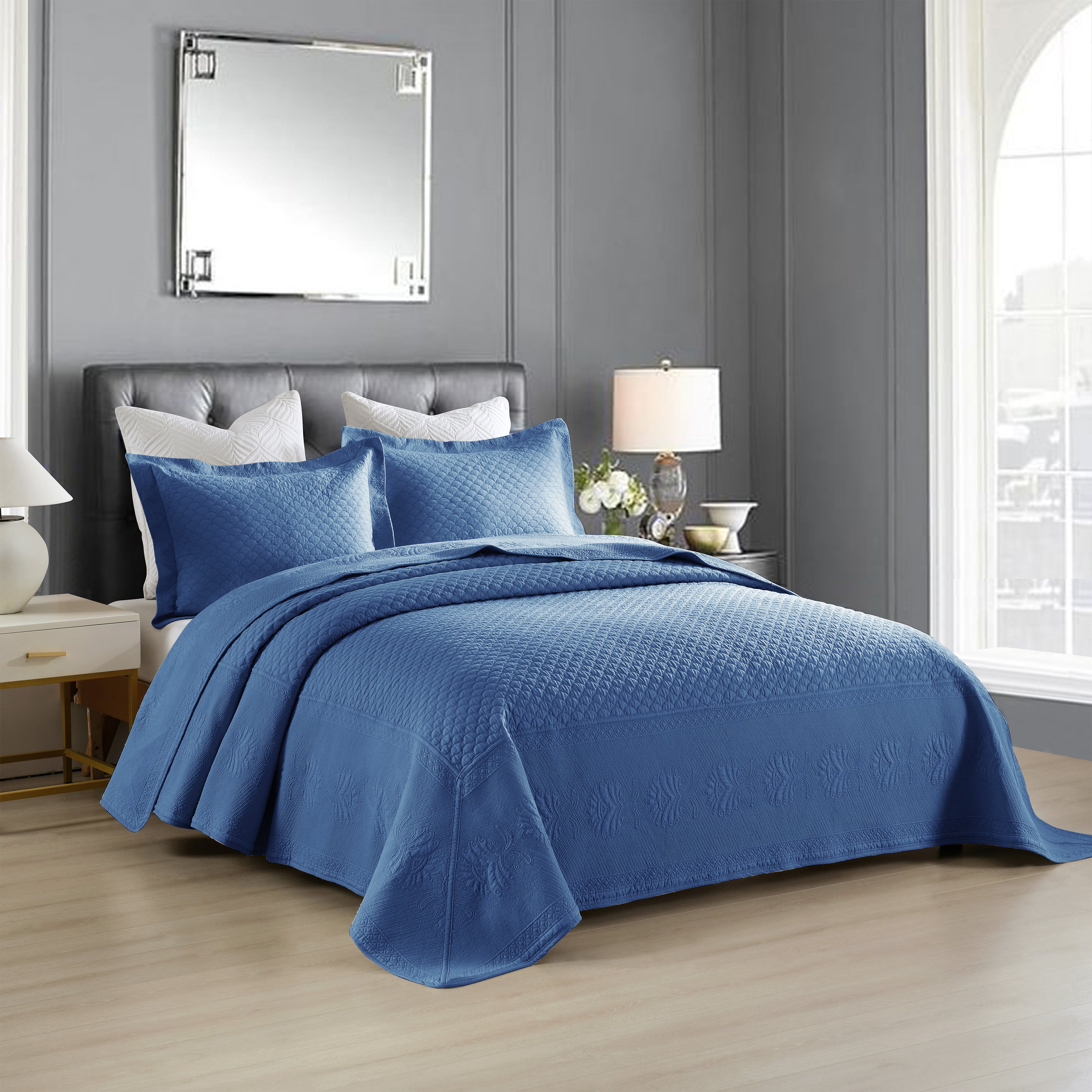 3 Piece 100% Cotton Oversized Lightweight Quilt Set Bedspread TM
