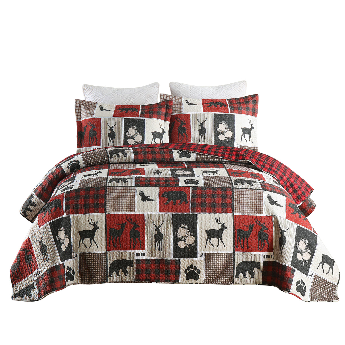 3 Pcs Cabin Lodge Rustic Country Quilt Bedspread Set | MarCielo