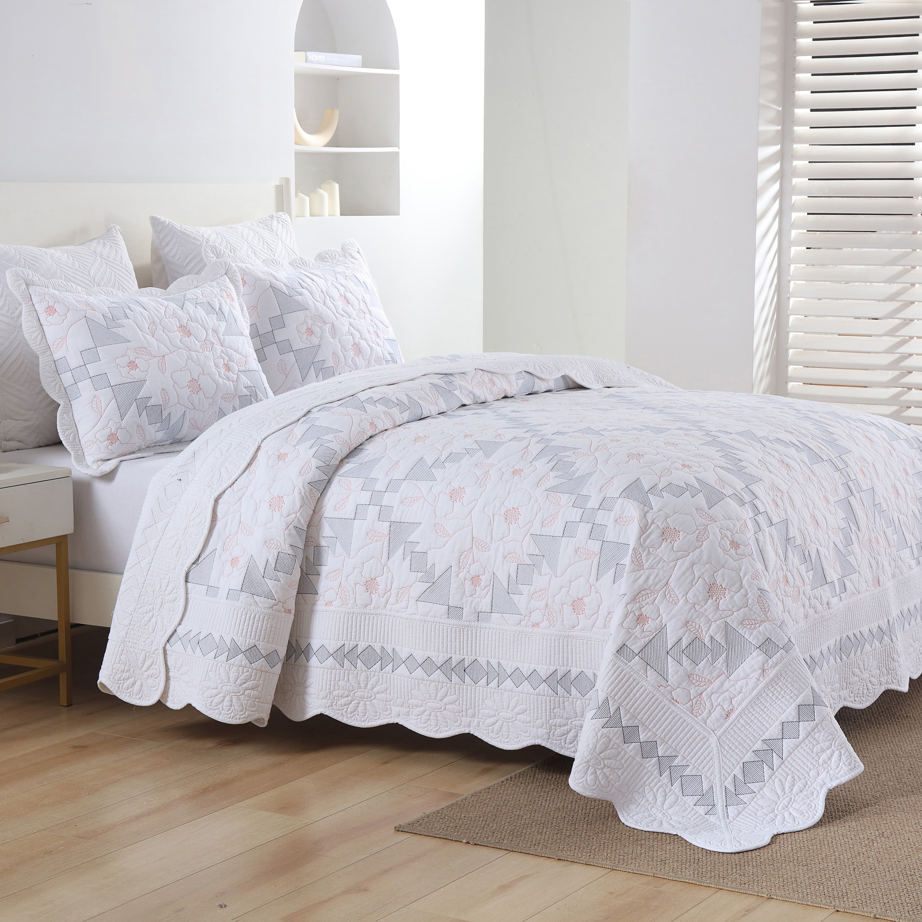 3 Piece 100% Cotton Christmas Tree Oversized Quilt Bedspread Set TC133