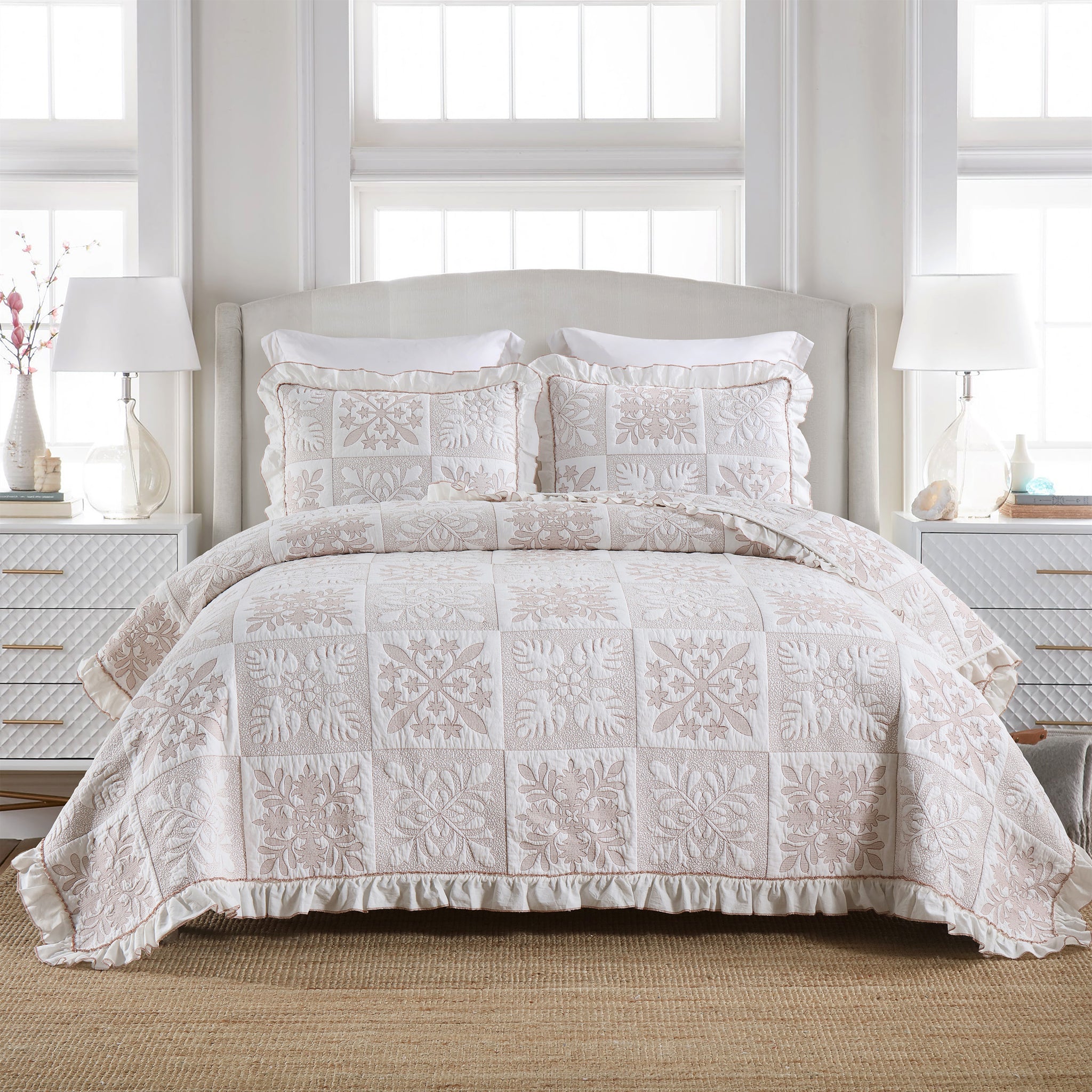 3-Piece 100% Cotton Oversized Bedspread Set Coverlet Set Lightweight Quilt Set TJ