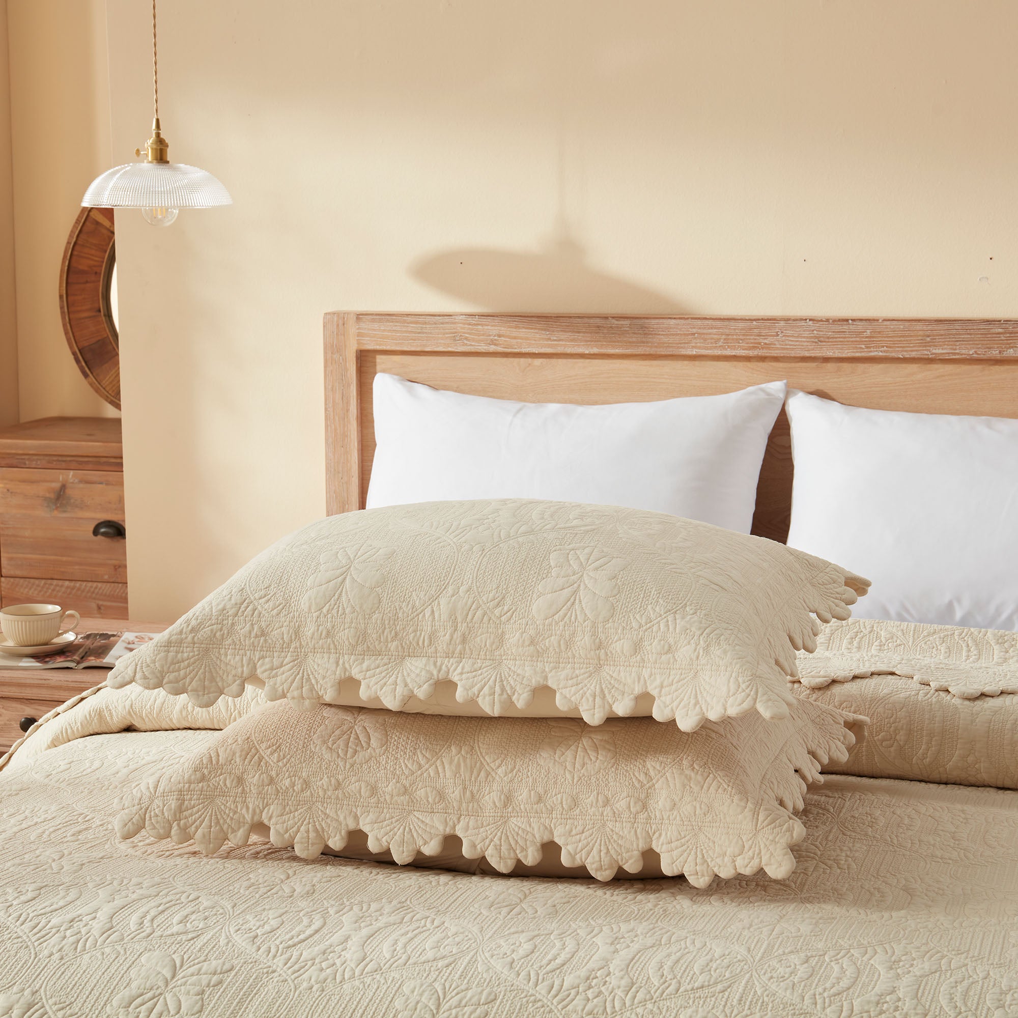 Embroidered Quilt Set – 3 Piece Oversized Bedspread, 100% Cotton TL140