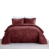 3 PCS Luxury Velvet Oversized Embroidery Quilted Quilt Set