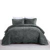 3 PCS Luxury Velvet Oversized Embroidery Quilted Quilt Set