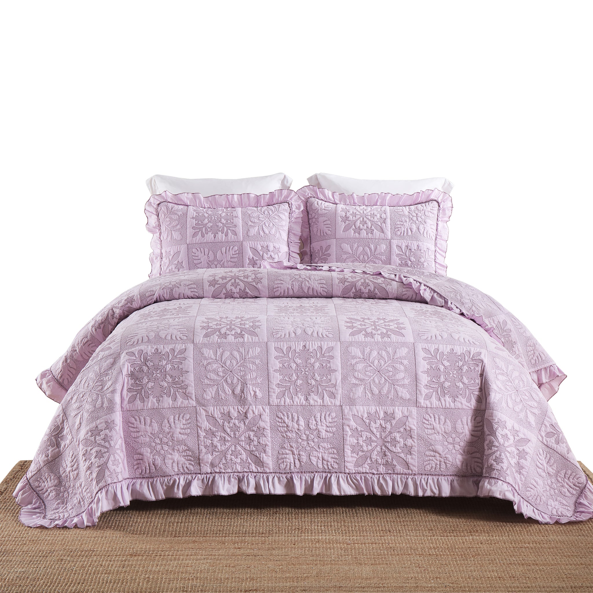 3-Piece 100% Cotton Oversized Bedspread Set Coverlet Set Lightweight Quilt Set TJ
