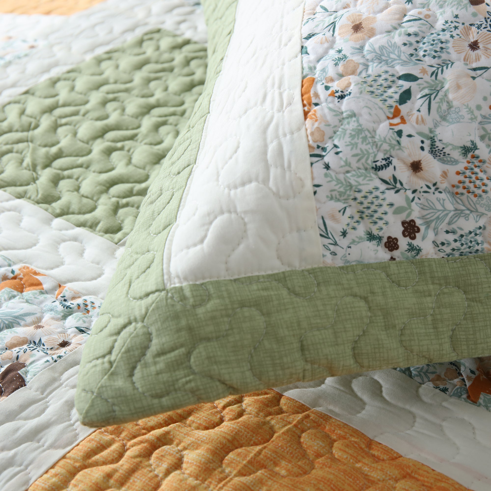 3 Piece Cotton Christmas Patchwork Quilt Set, Farmhouse Bedspread PW103
