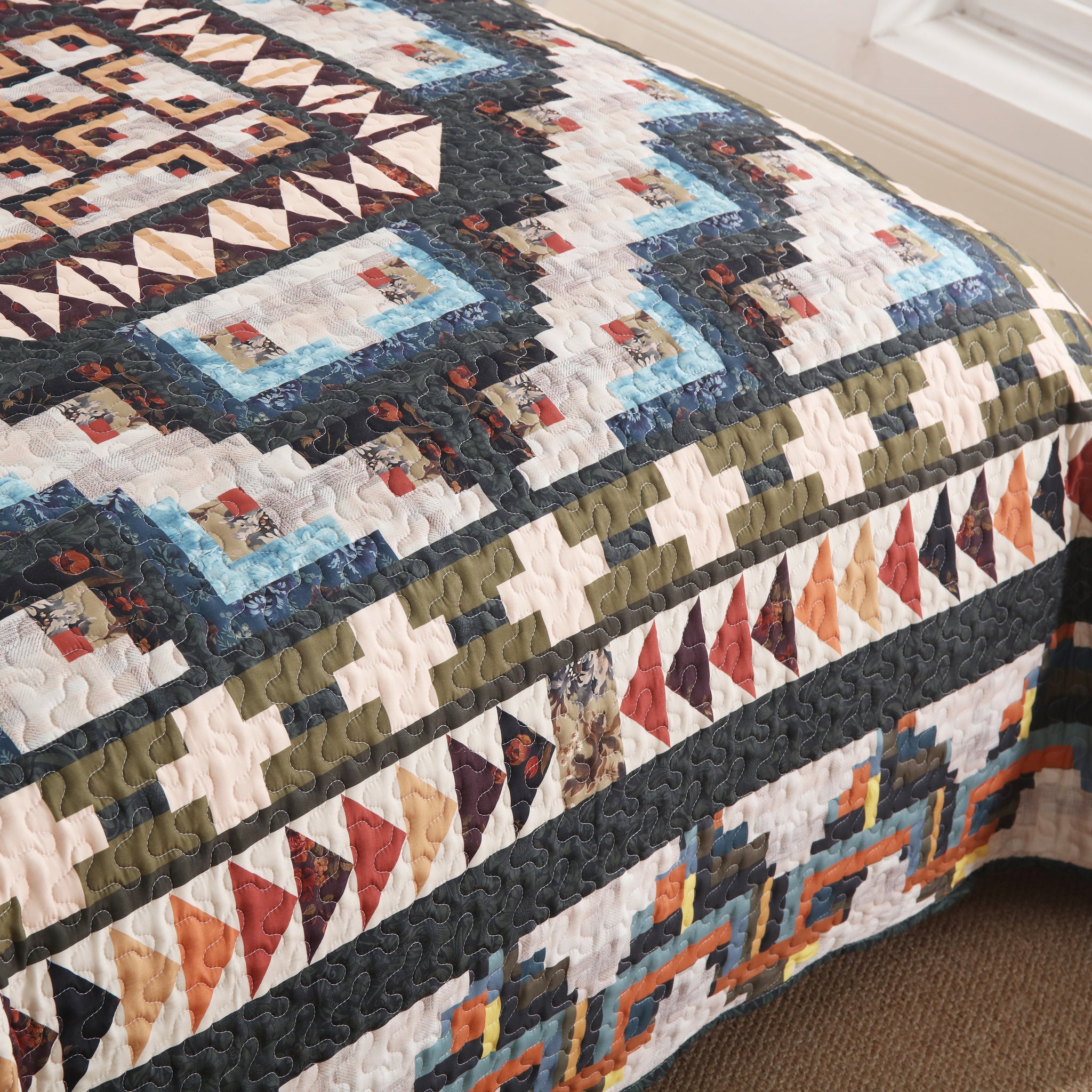 3 Pcs Southwestern Lightweight Quilt Bedspread Set Maze B198