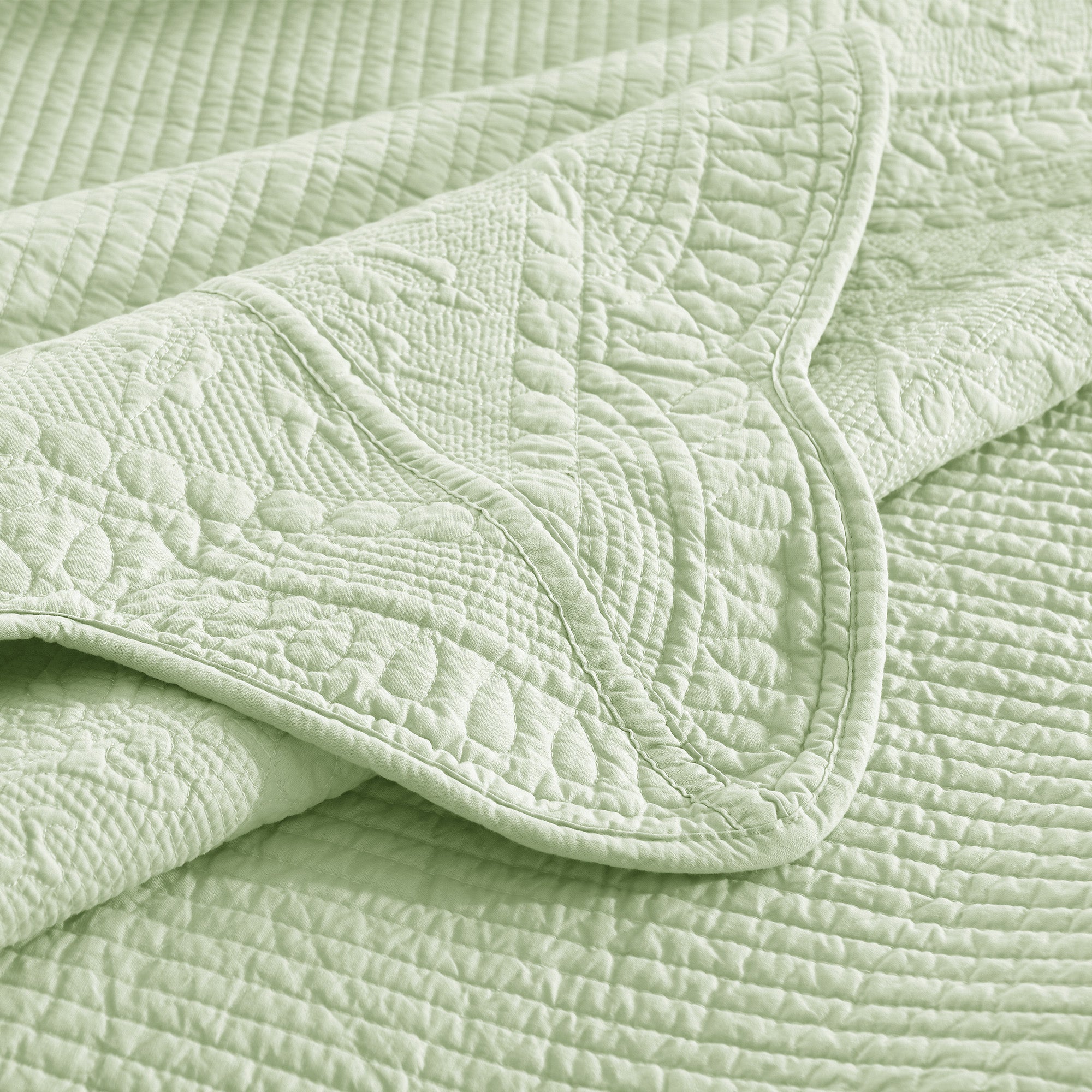 3 Piece 100% Cotton Quilt Set, Oversized Lightweight Textured Bedspread TG