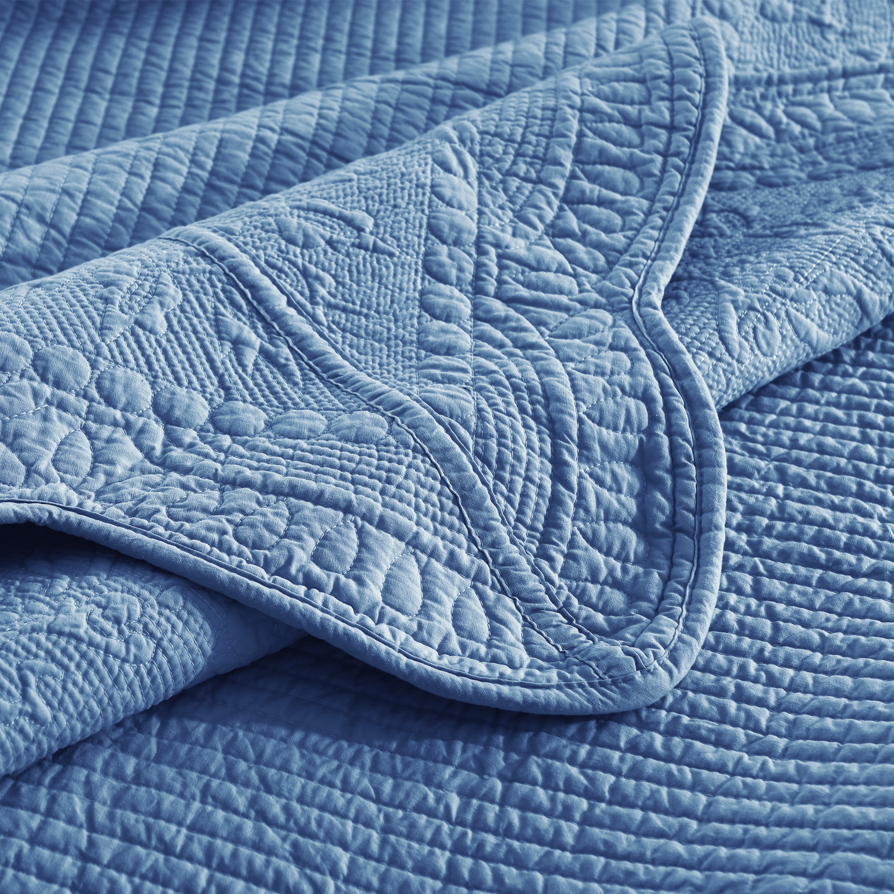 3 Piece 100% Cotton Quilt Set, Oversized Lightweight Textured Bedspread TG