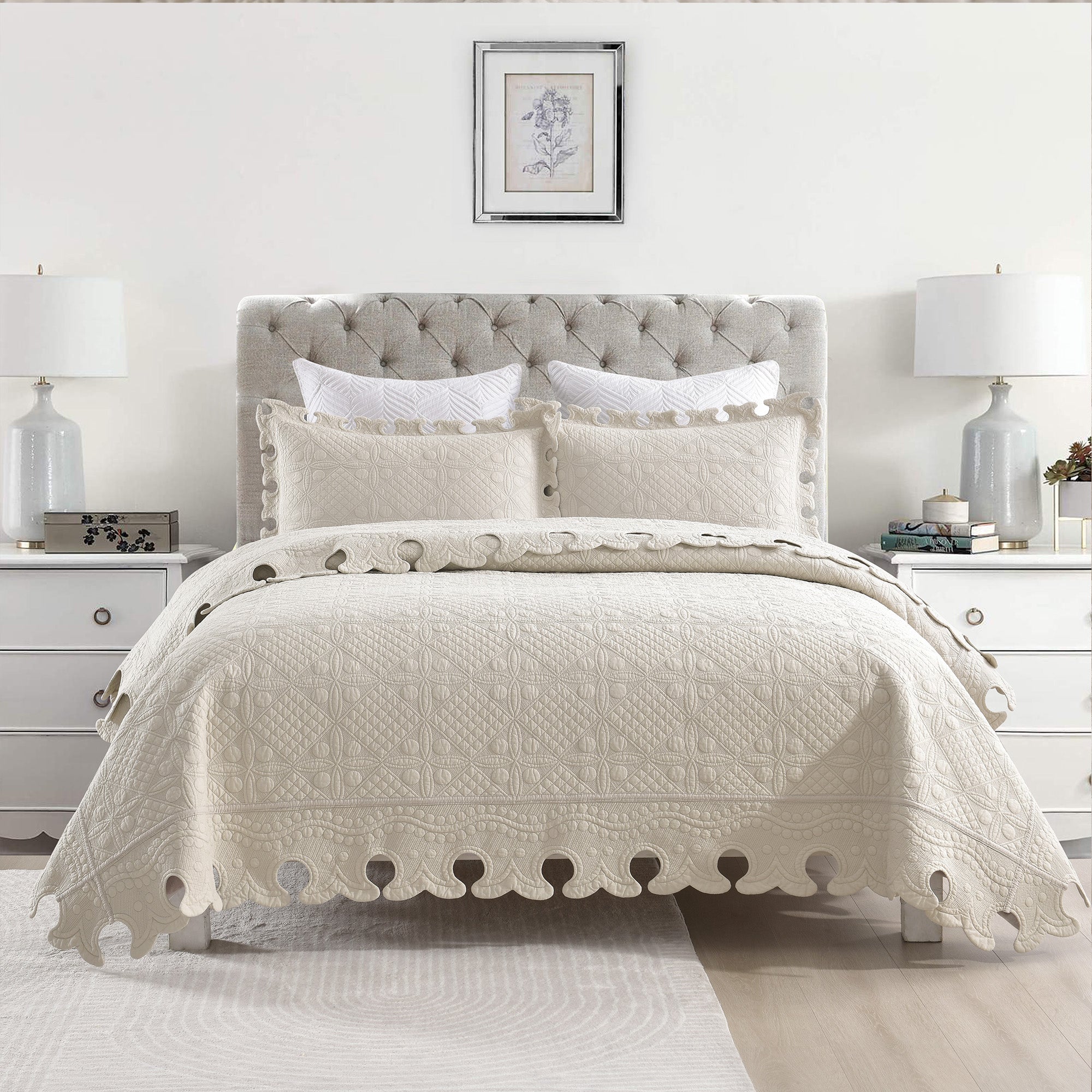 3 Piece 100% Cotton Oversized Lightweight Quilt Bedspread Set TW