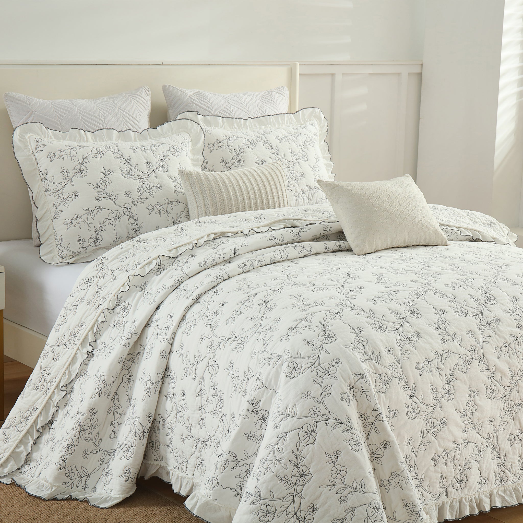 3-Piece 100% Cotton Oversized Bedspread Set Coverlet Set Lightweight Quilt Set BY320