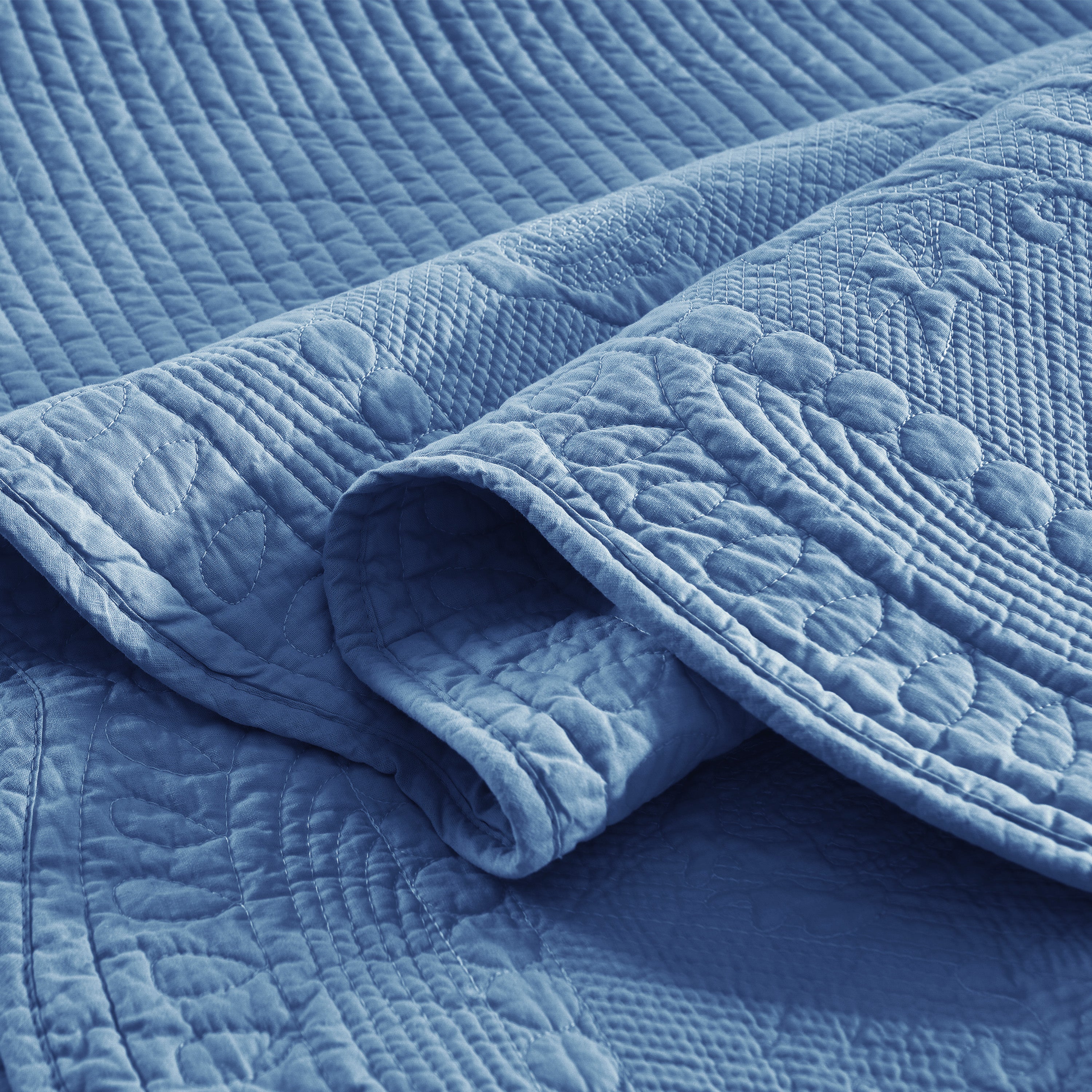 3 Piece 100% Cotton Quilt Set, Oversized Lightweight Textured Bedspread TG