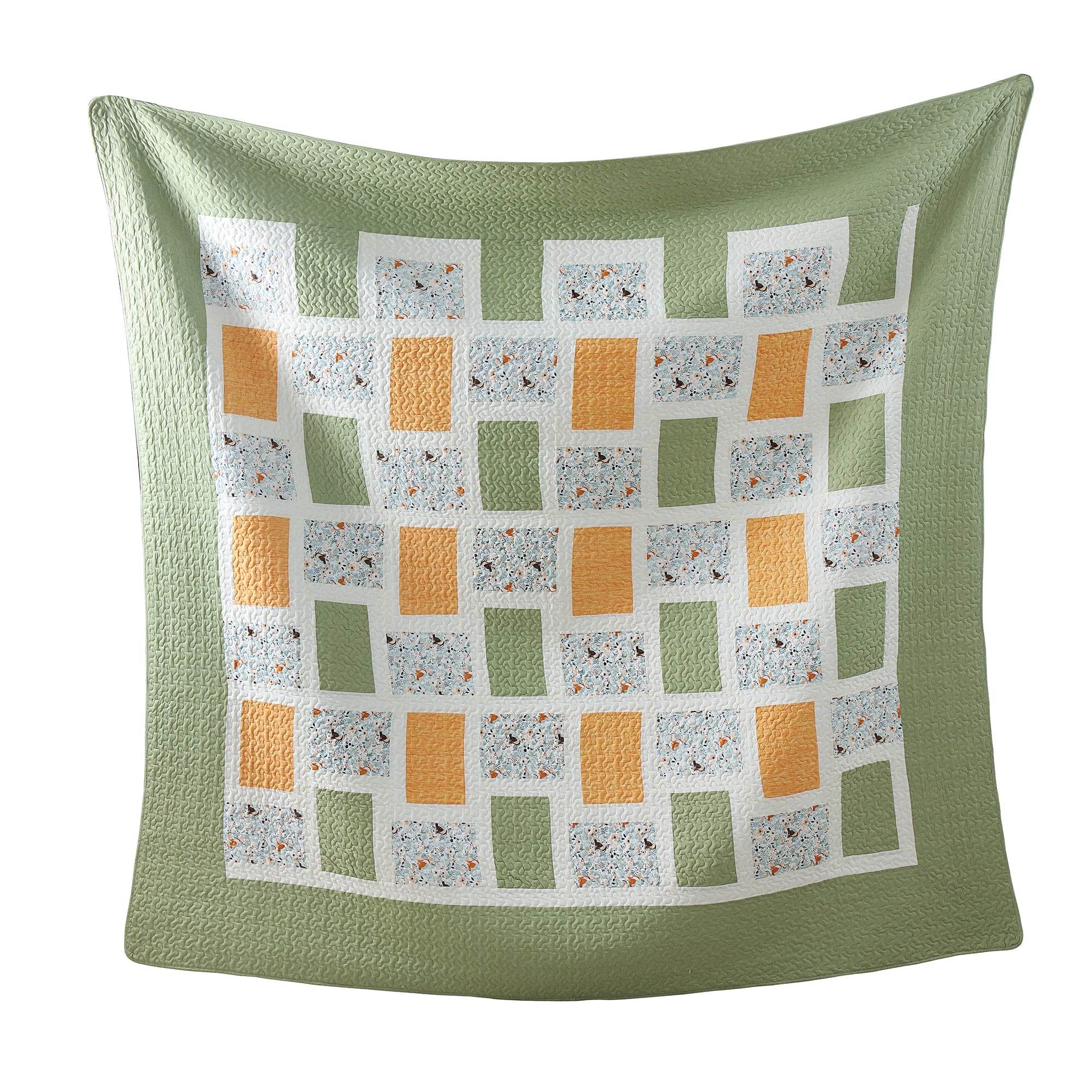 Handcrafted Christmas Patchwork Cotton Quilt Bedspread Set - 3-Piece Vintage Style Holiday Bedding PW103