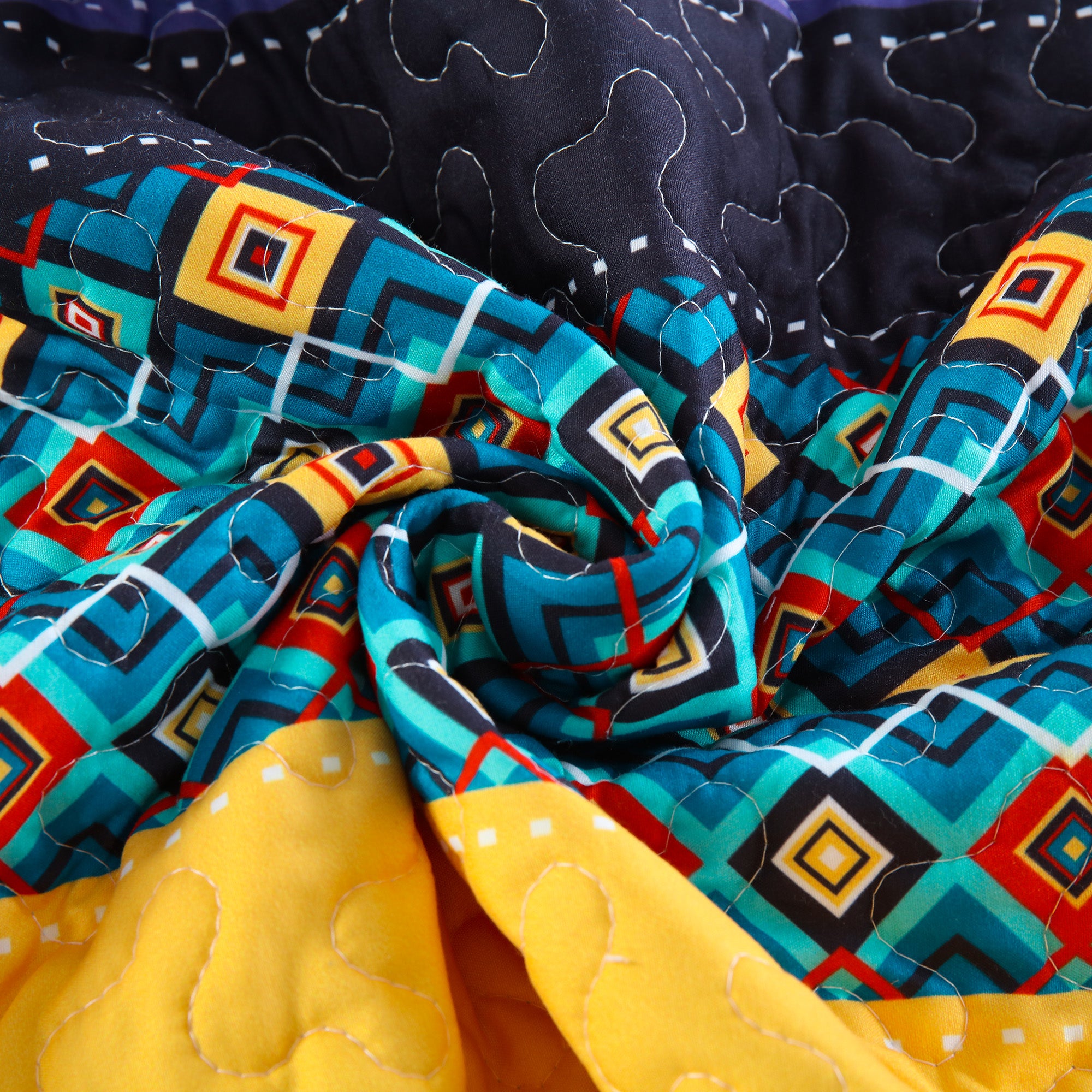 3 Piece Soft Polyester Bohemian Stripe Patchwork Quilt Bedspread Set BY221