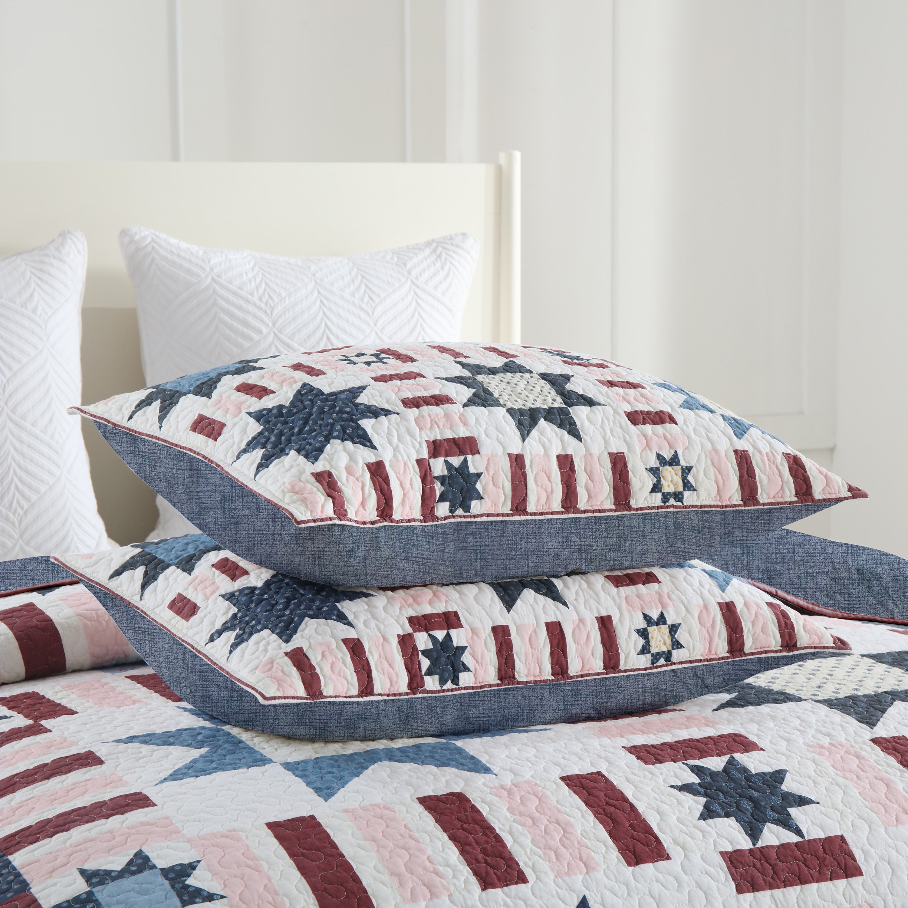 3 Piece Farmhouse Star Quilt Set – Patchwork Bedspread BY330