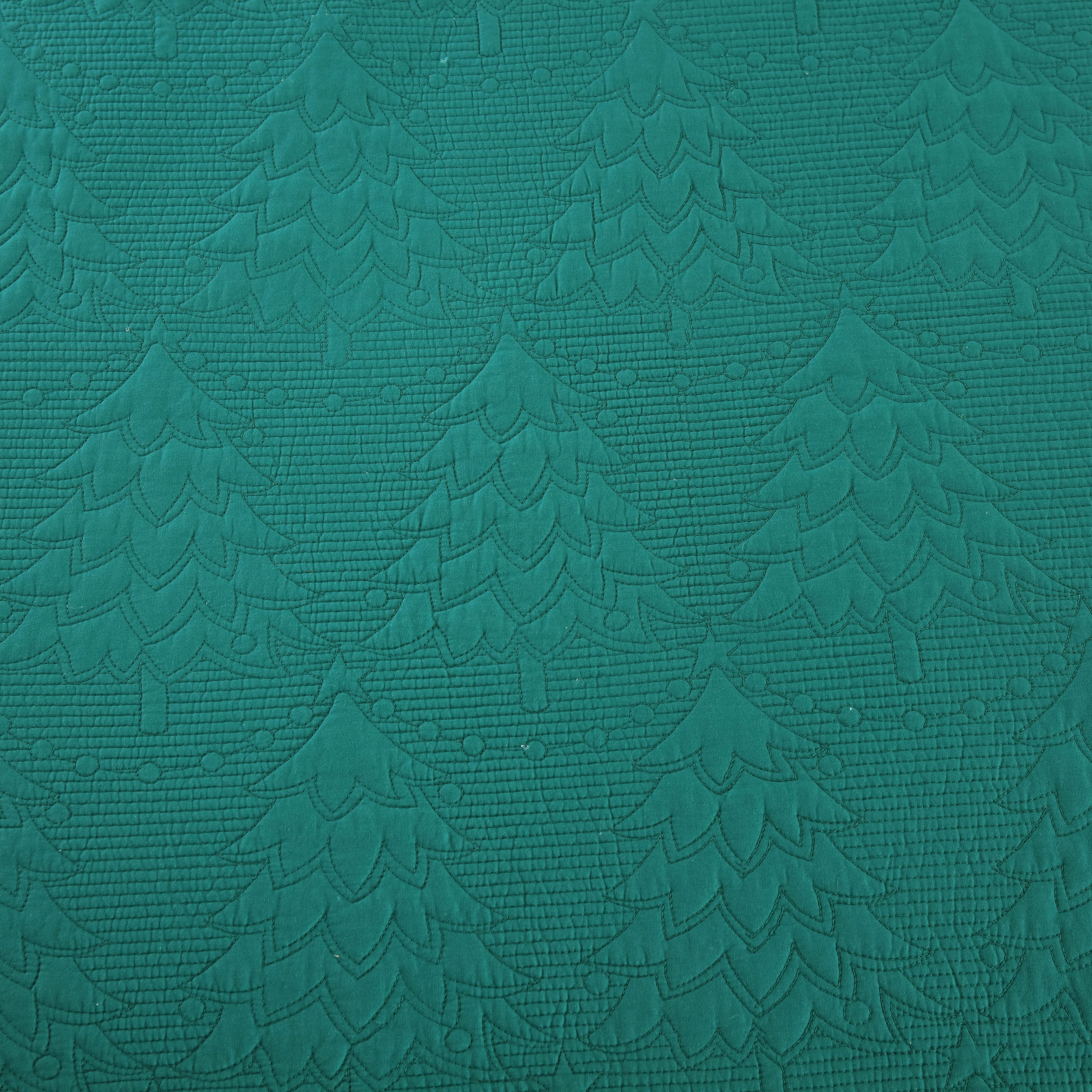 3 Piece 100% Cotton Christmas Tree Oversized Lightweight Bedspread Quilt Set TC