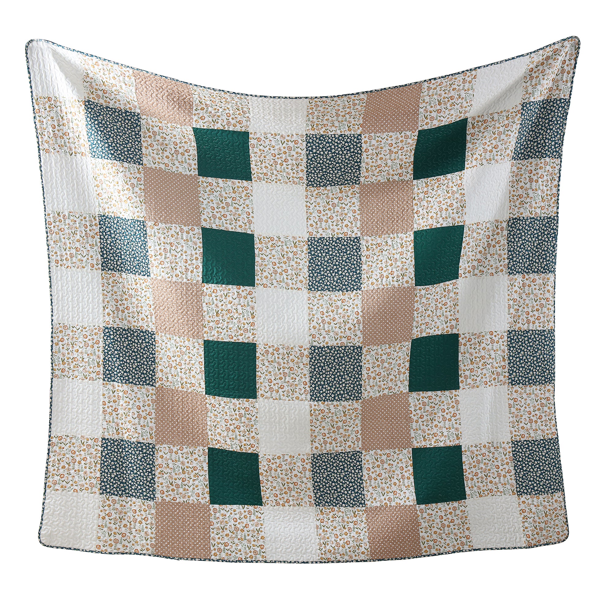 Handcrafted Patchwork Cotton Quilt Bedspread Set - 3-Piece Vintage Style Holiday Bedding PW102