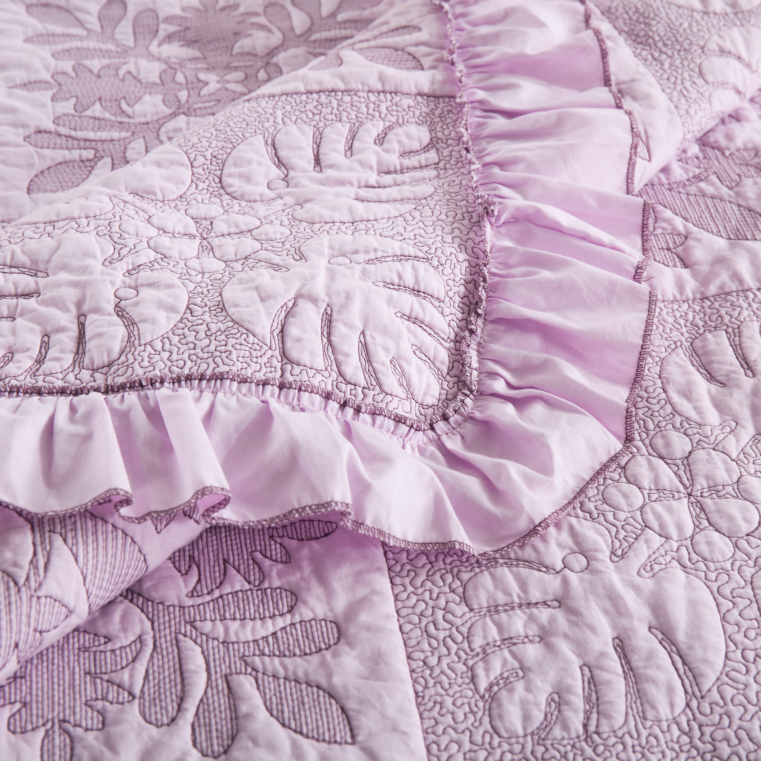 3 Piece 100% Cotton Embroidered Quilt Bedspread Set TJ