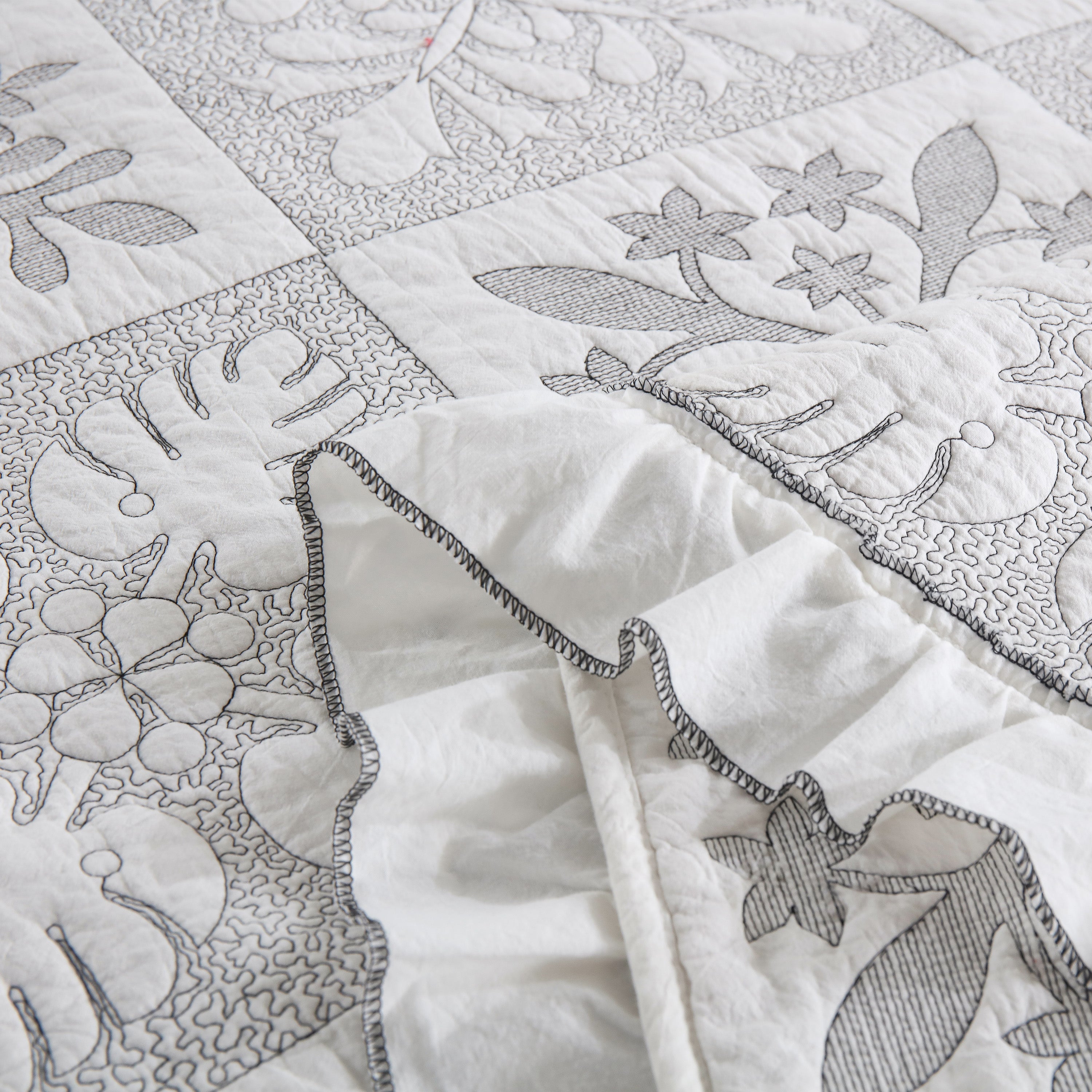 3 Piece 100% Cotton Embroidered Quilt Bedspread Set TJ