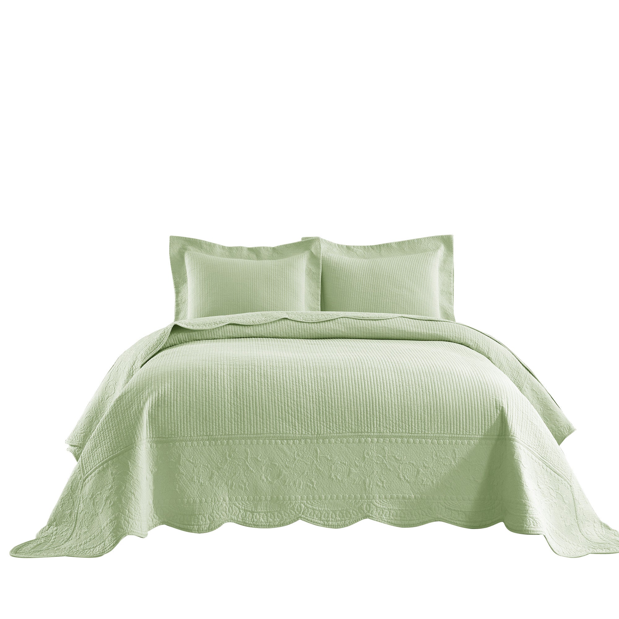 3 Piece 100% Cotton Quilt Set, Oversized Lightweight Textured Bedspread TG