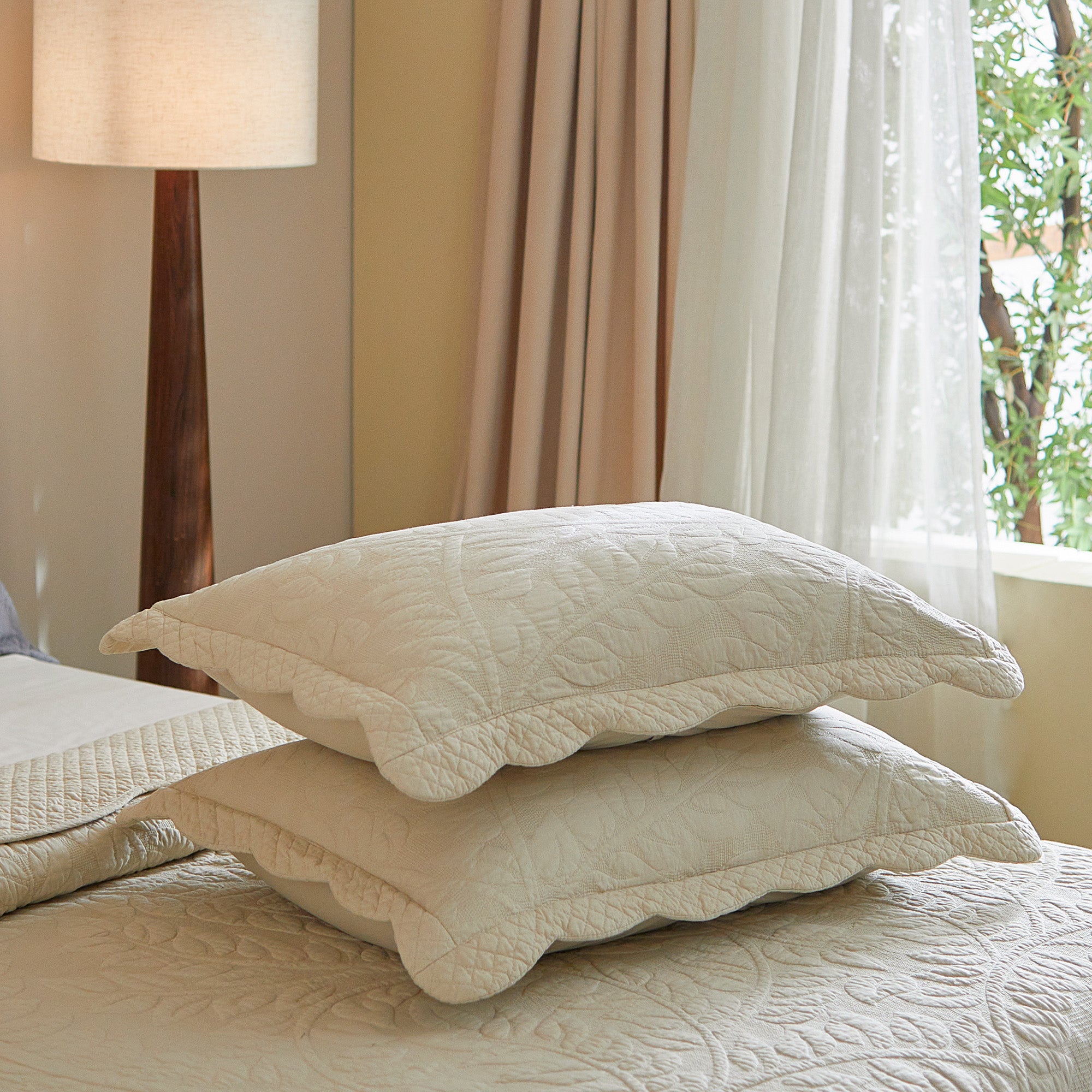 3-Pcs 100% Cotton Oversized Quilt Bedspread Set Embroidery T