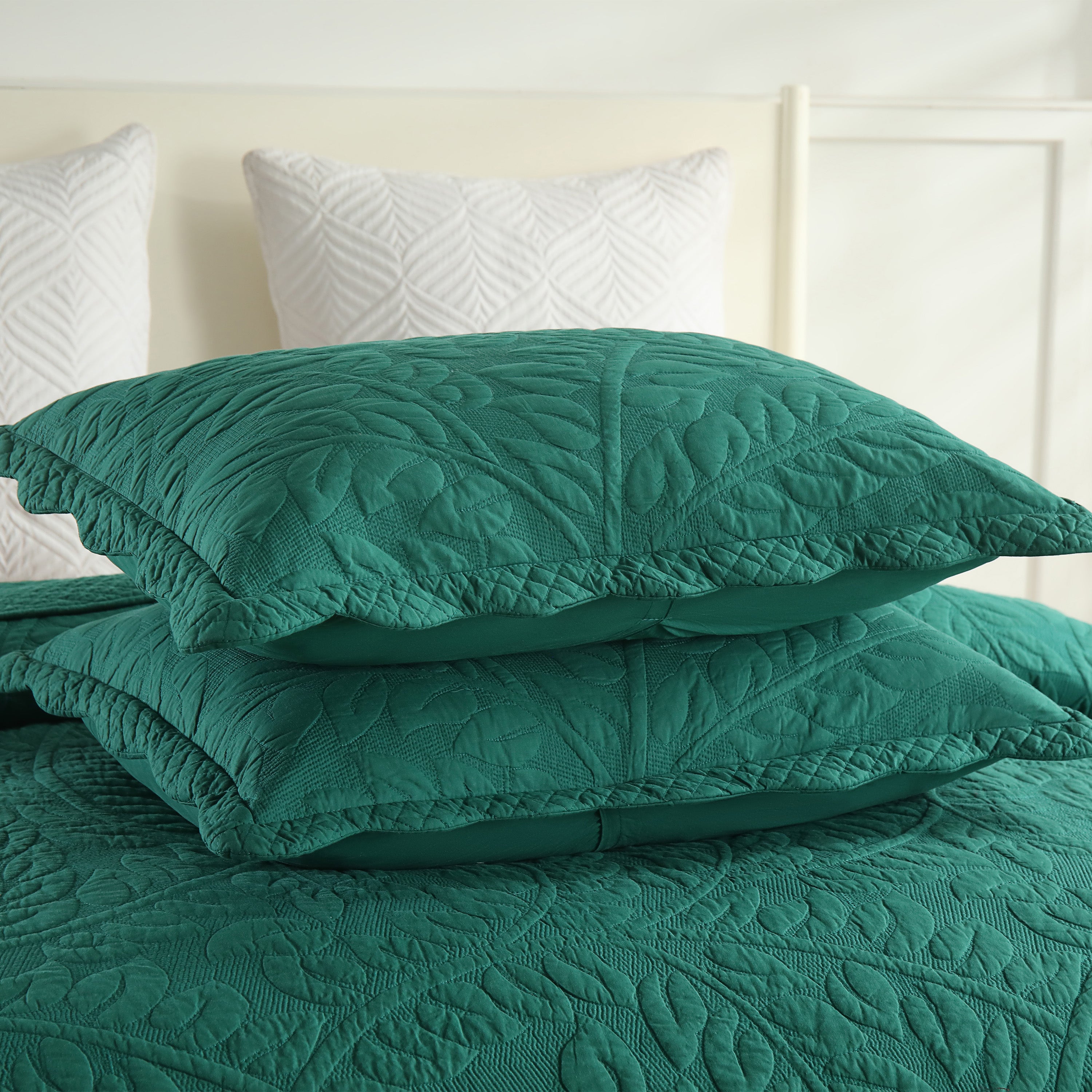 3 Piece 100% Cotton Quilt Set, Oversized Quilted Bedspread T