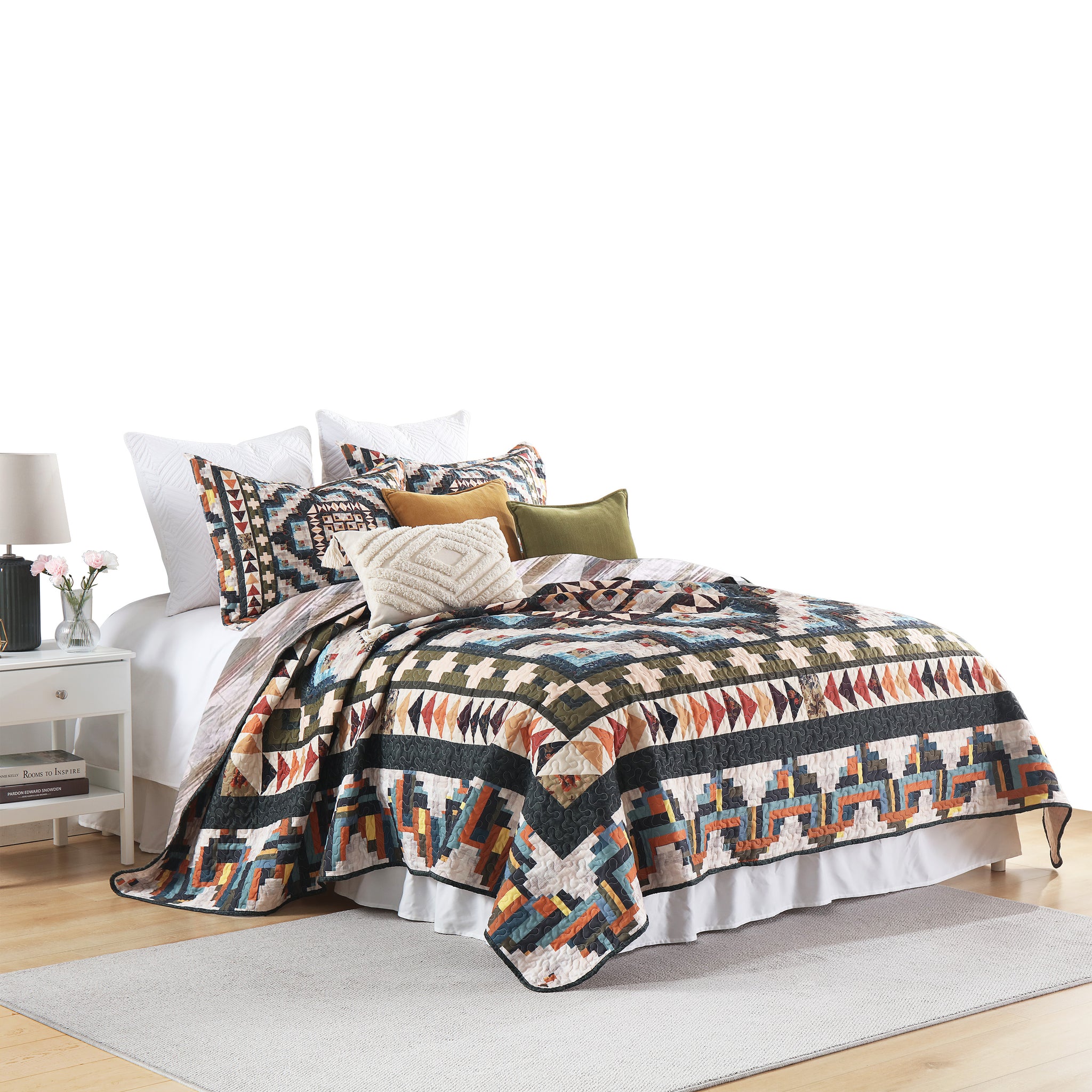 3 Pcs Southwestern Lightweight Quilt Bedspread Set Maze B198