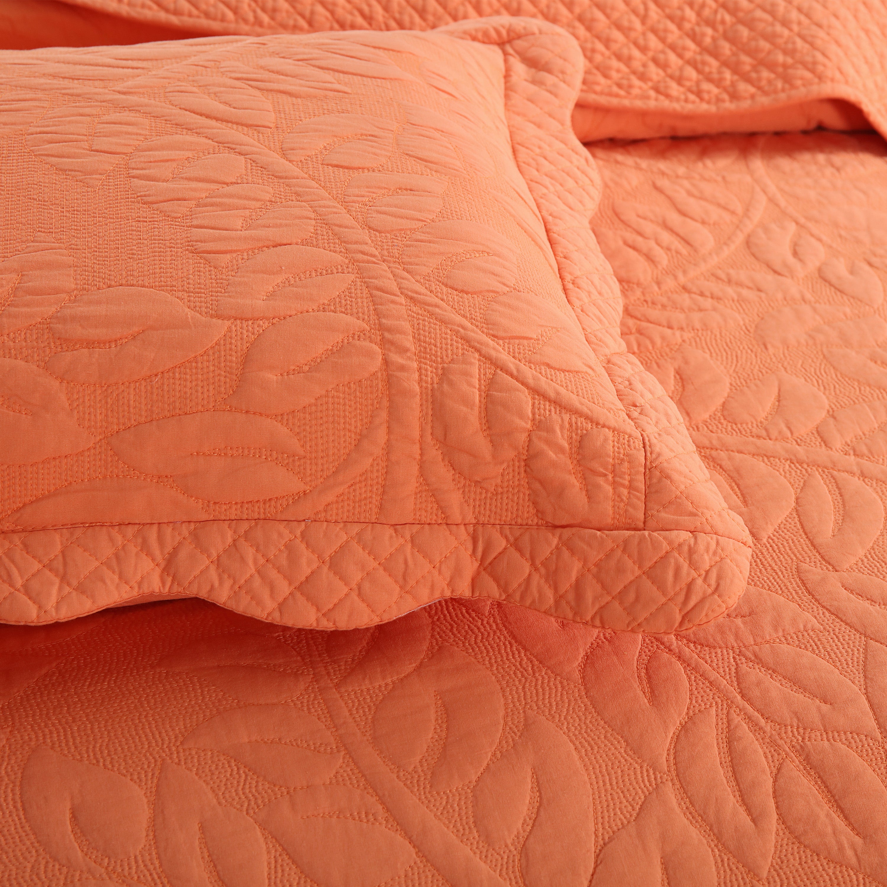 3 Piece 100% Cotton Quilt Set, Oversized Quilted Bedspread T