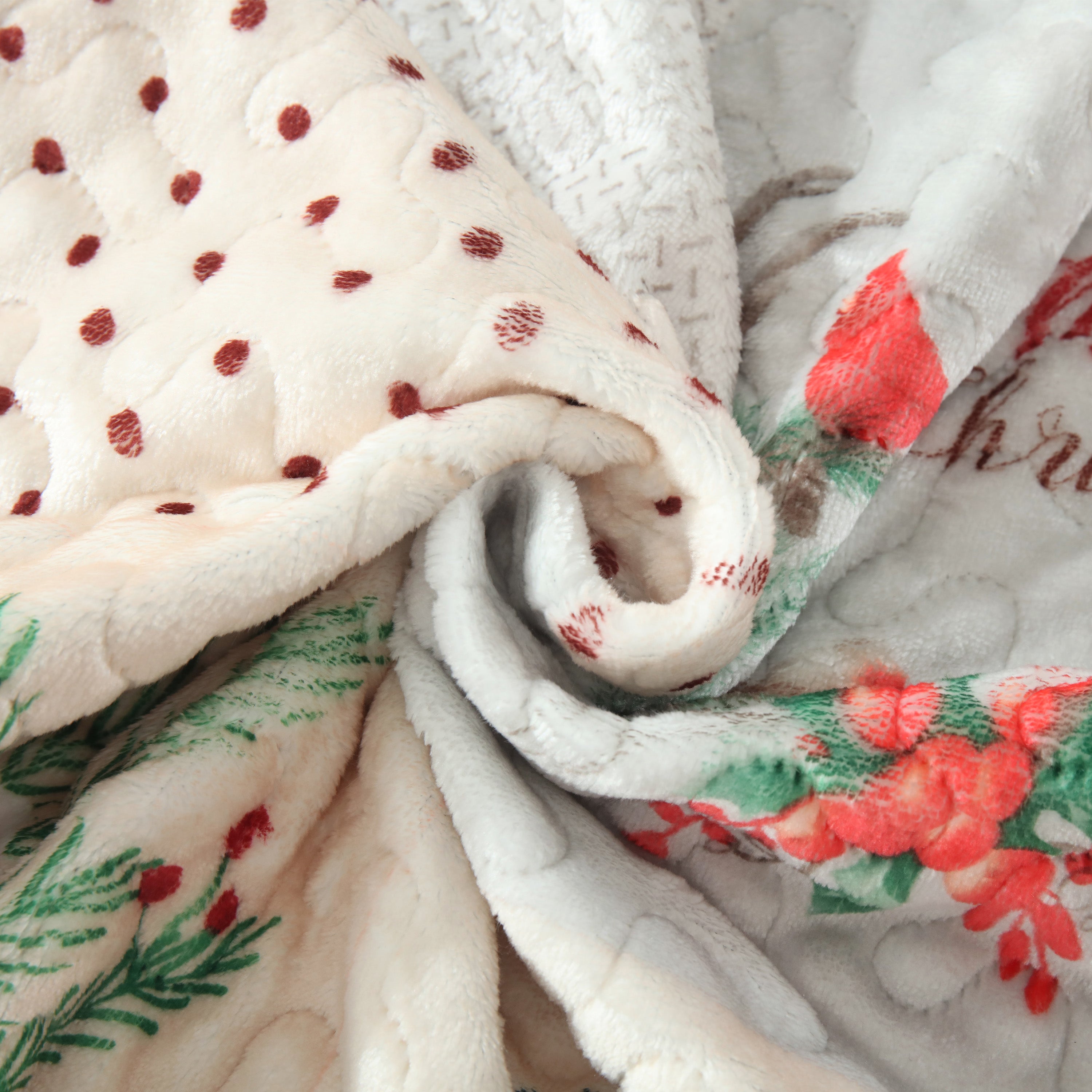 3 Piece Velvet Quilted Christmas Quilt Bedspread Set BYV208