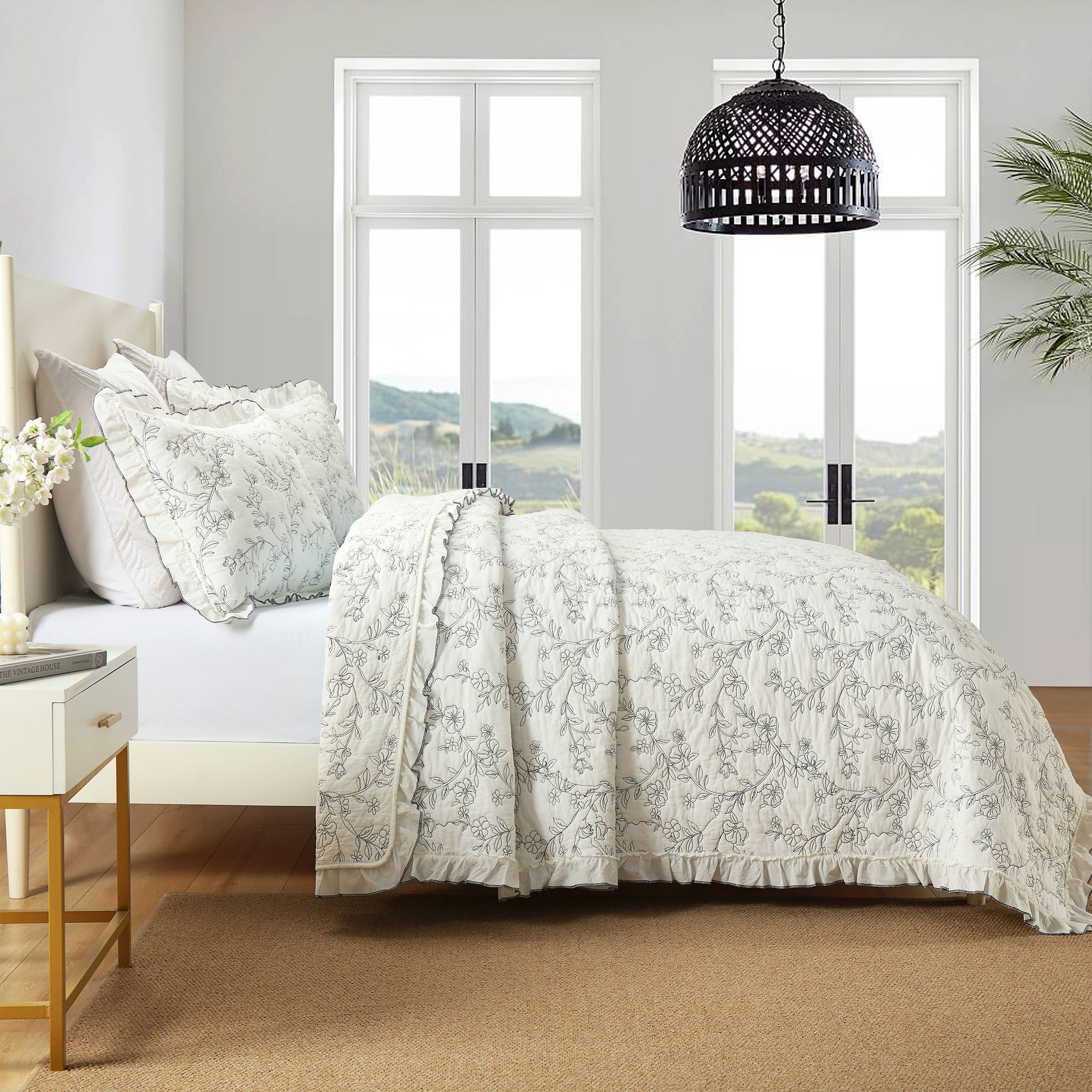 3-Piece 100% Cotton Oversized Bedspread Set Coverlet Set Lightweight Quilt Set BY320