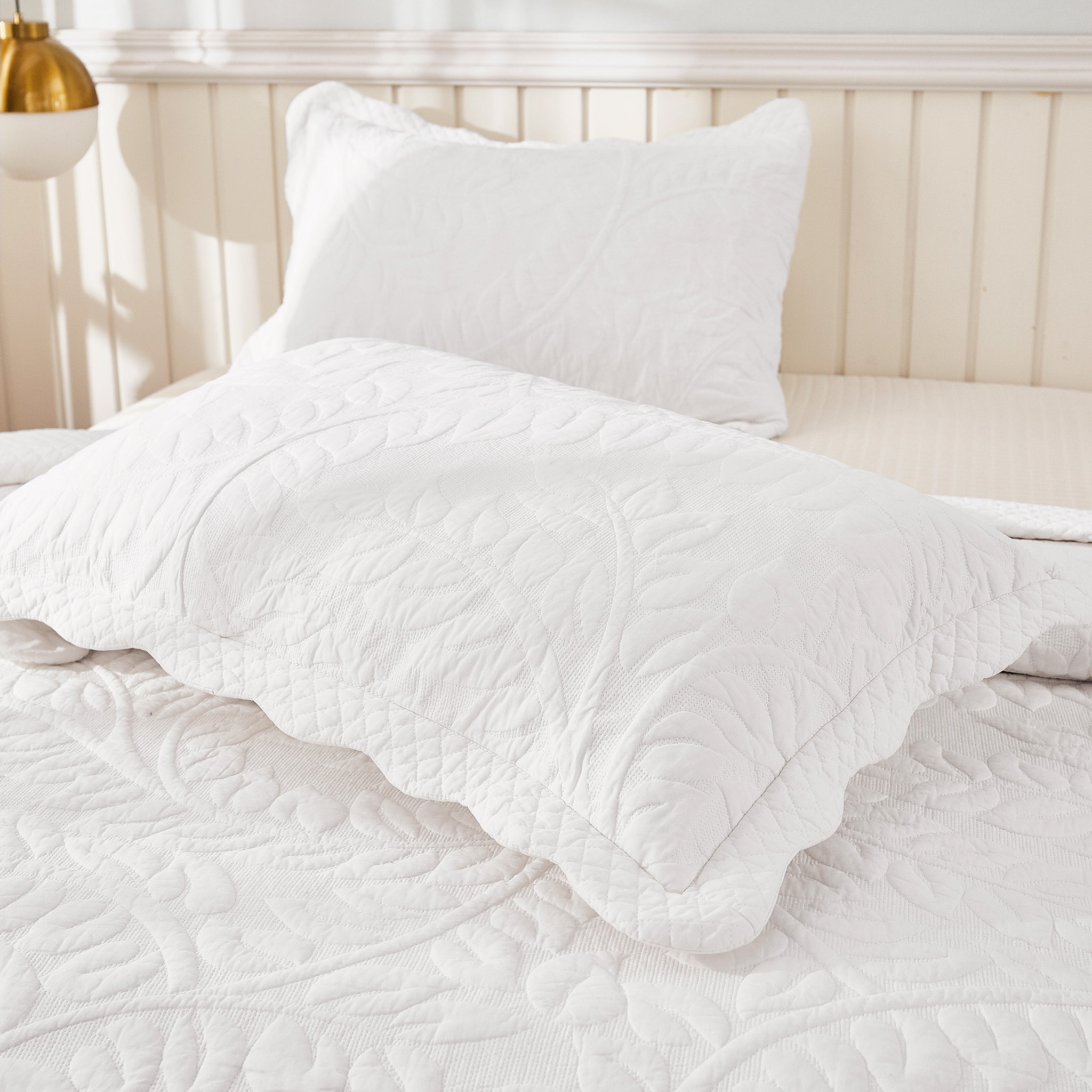3 Pcs 100% Cotton Embroidered Quilt Bedspread Set, Queen & King Sizes