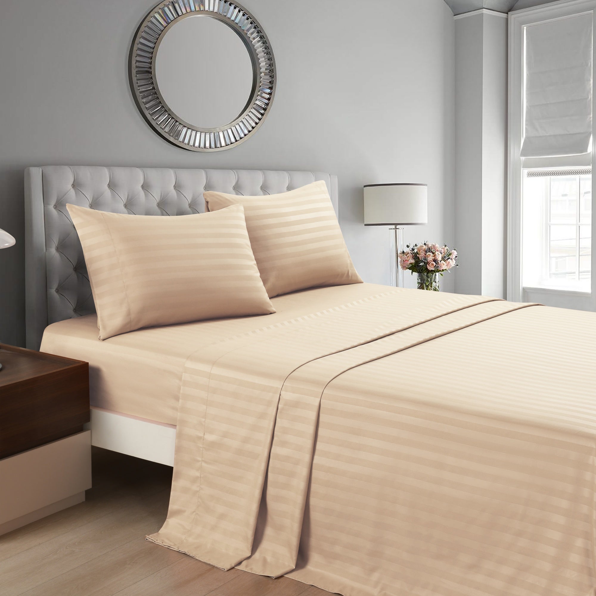 3/4 Piece Luxury Stripe Bed Sheet Set – Soft Hotel Bedding Collection 35000