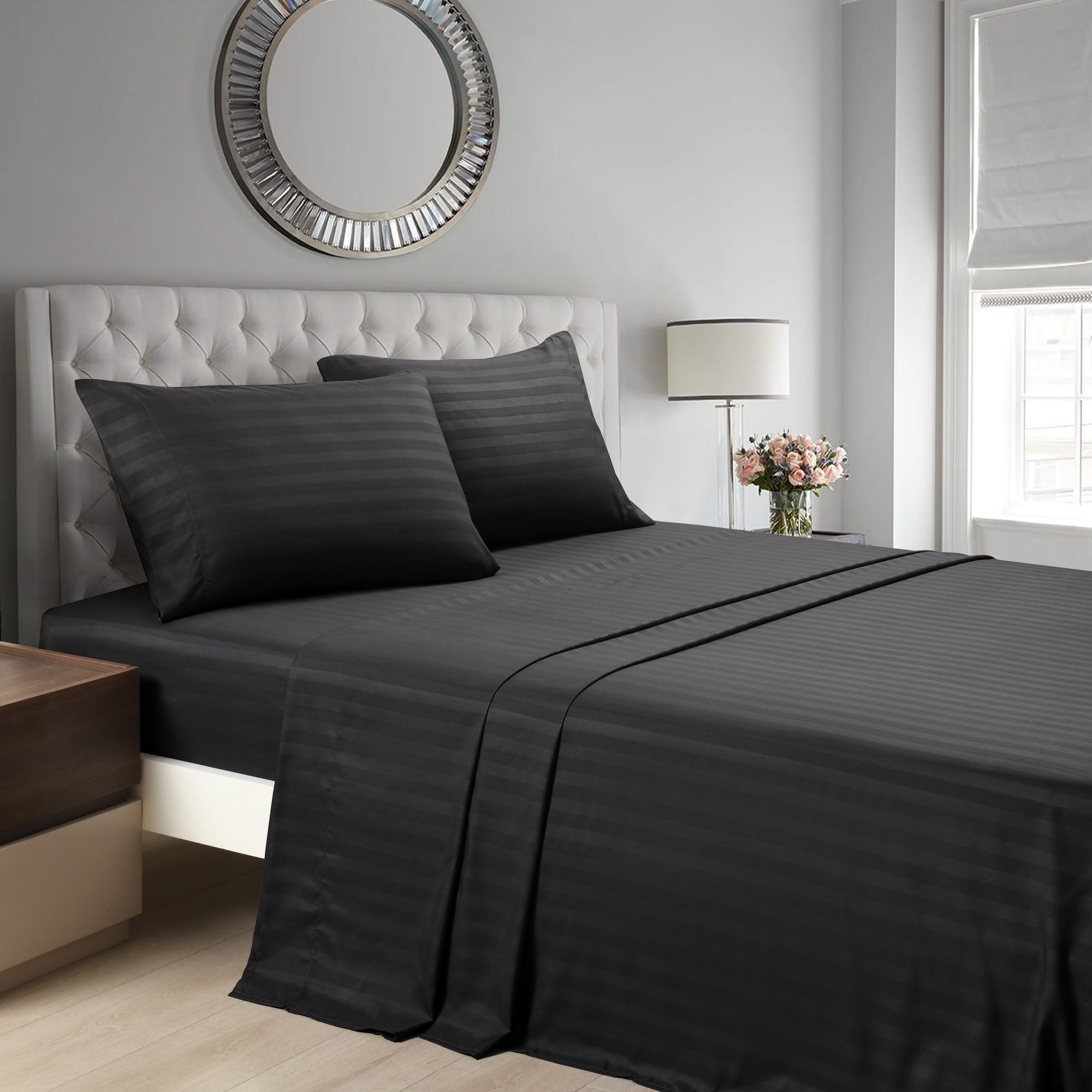3/4 Piece Luxury Stripe Bed Sheet Set – Soft Hotel Bedding Collection 35000
