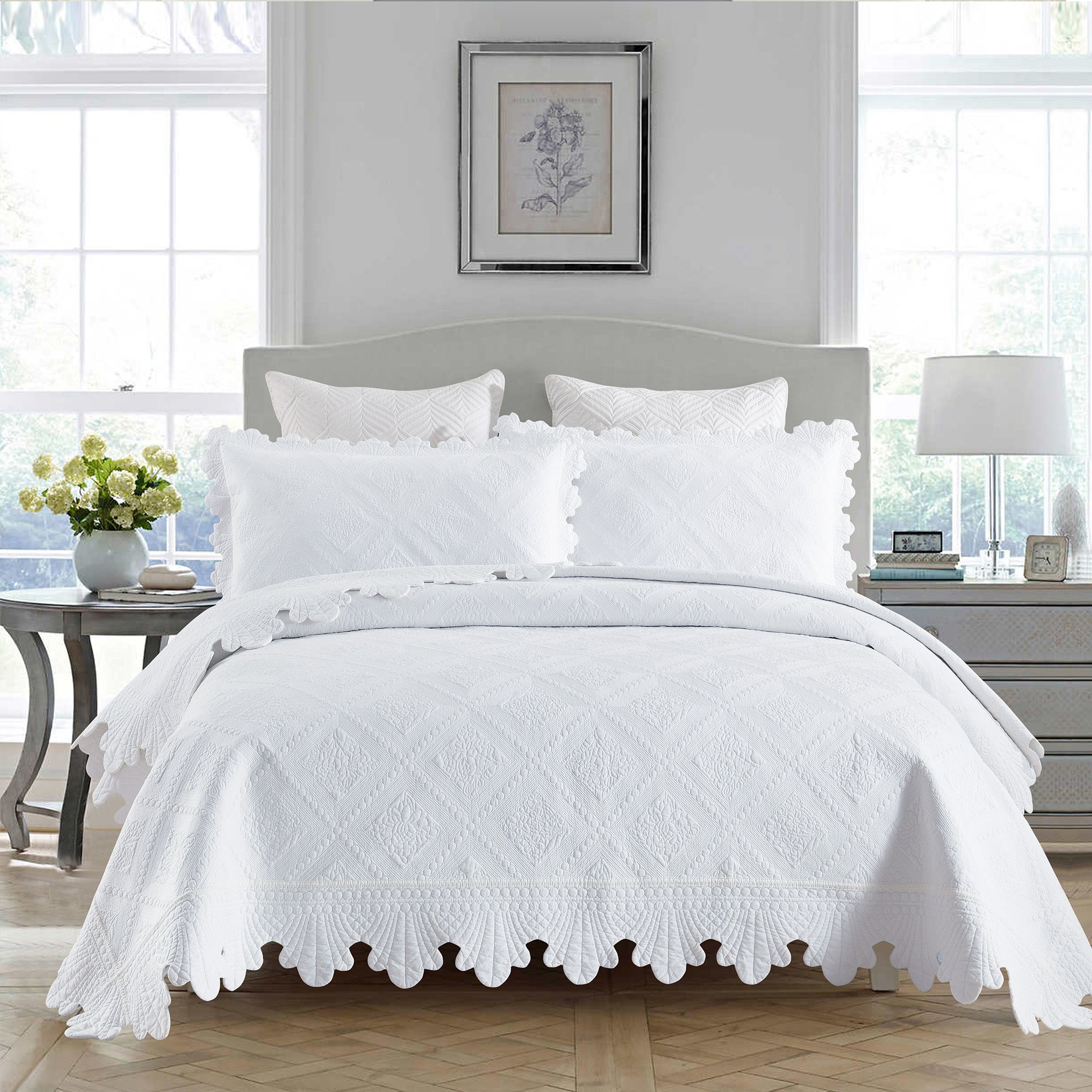3 Piece 100% Cotton Oversized Lightweight Quilt Bedspread Set TK