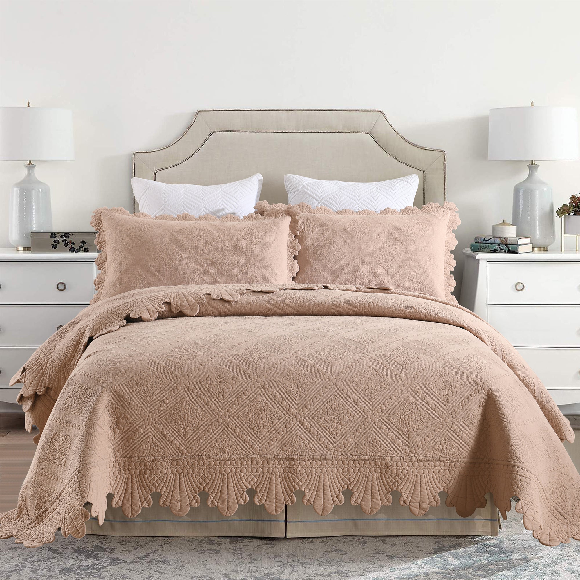 3 Piece 100% Cotton Oversized Lightweight Quilt Bedspread Set TK