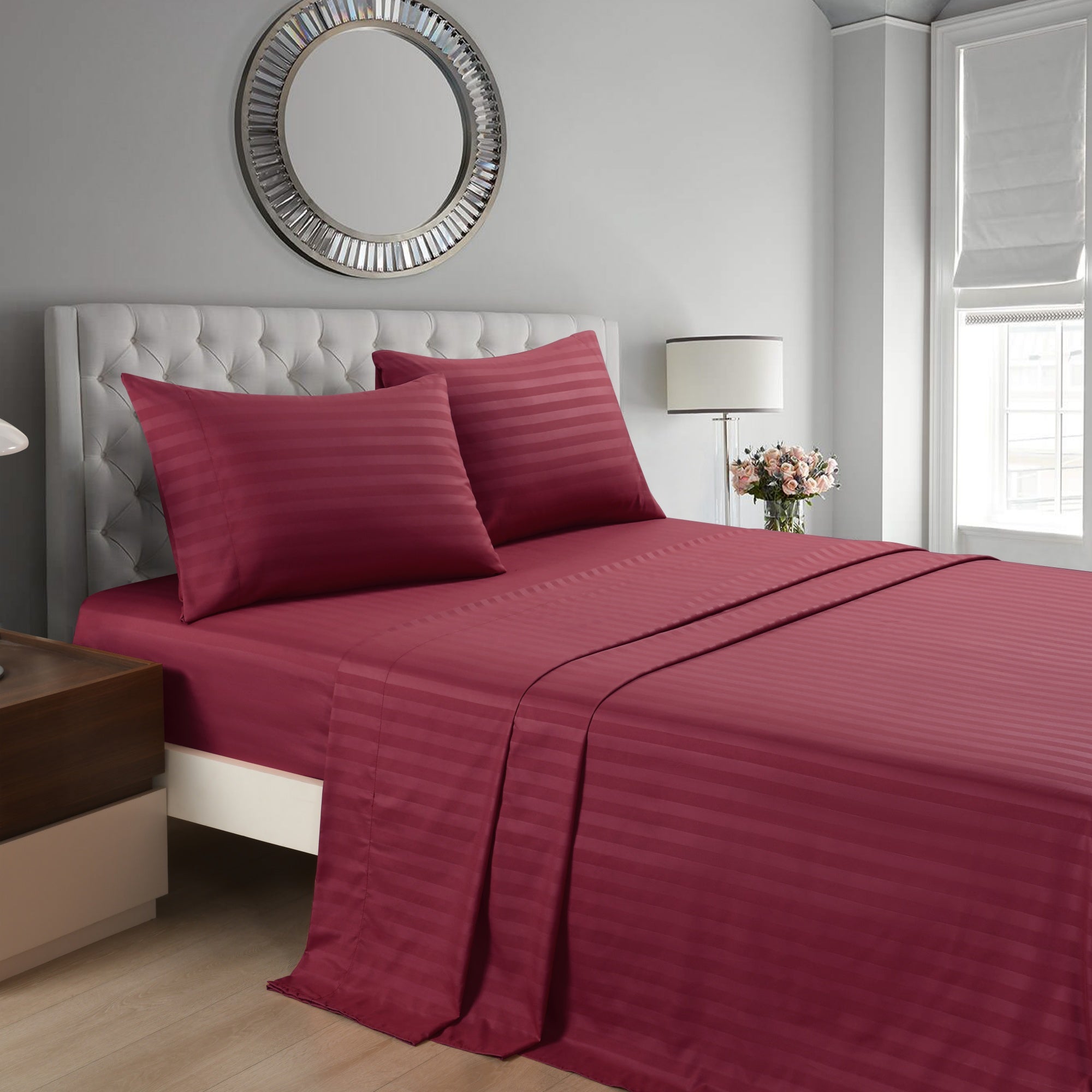 3/4 Piece Luxury Stripe Bed Sheet Set – Soft Hotel Bedding Collection 35000