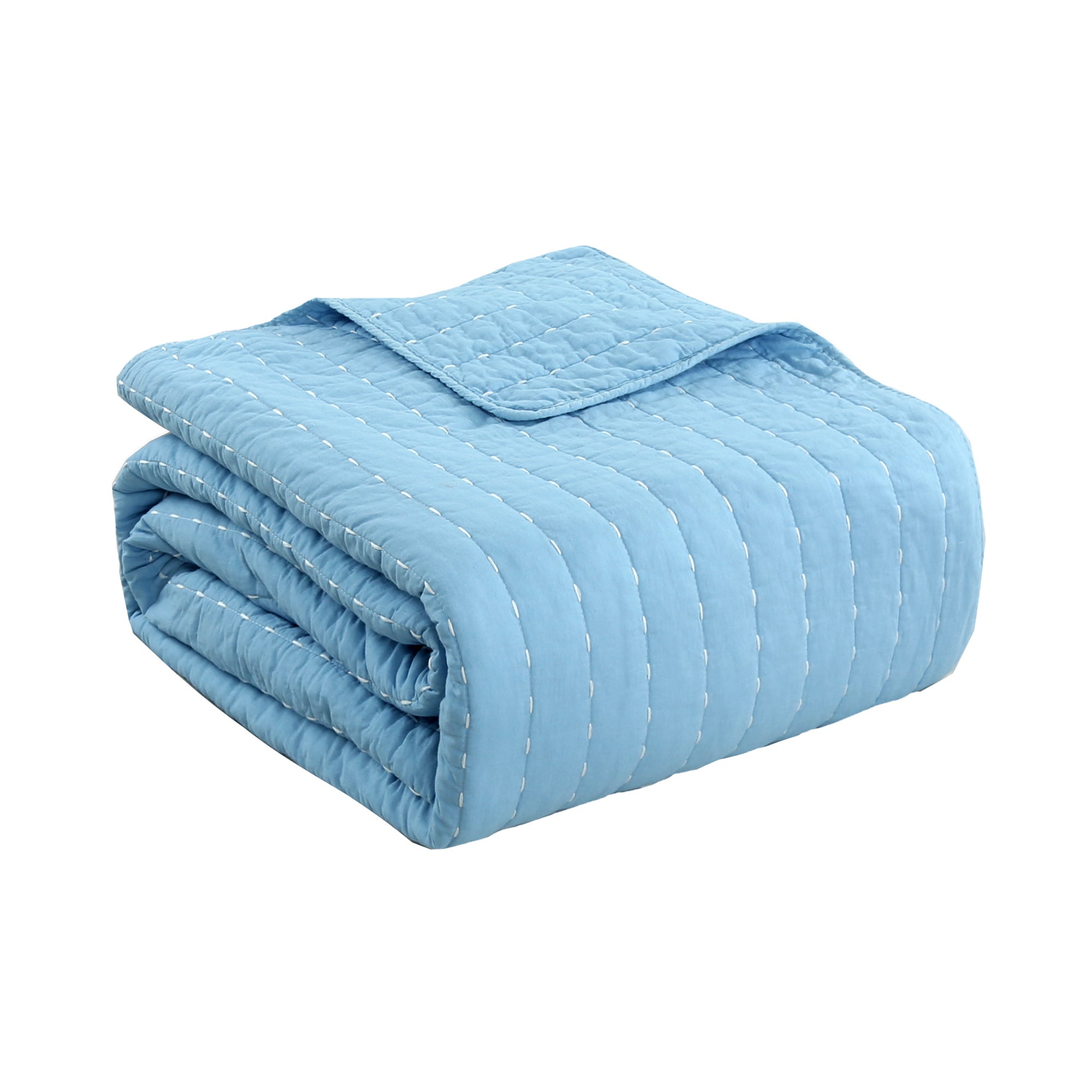 3 Piece 100% Cotton Quilt Set, Oversized Lightweight Channel Quilted Bedspread