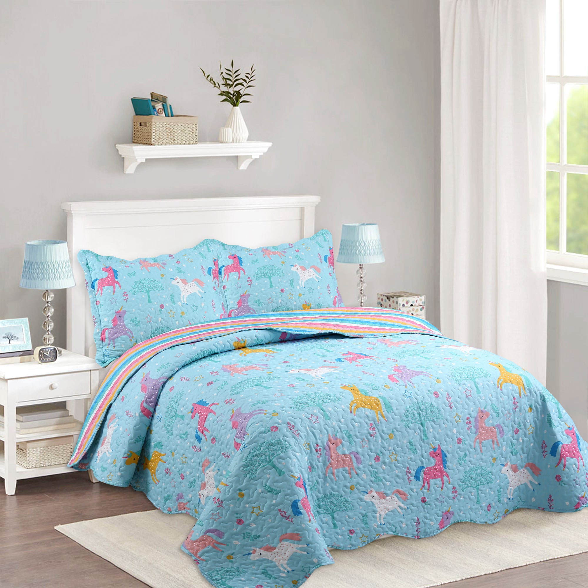 2/3 Piece Kids Quilt Bedspread Set Throw Blanket