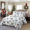 3 Pcs Winter Cardinals Christmas Quilt Bedspread Set C79