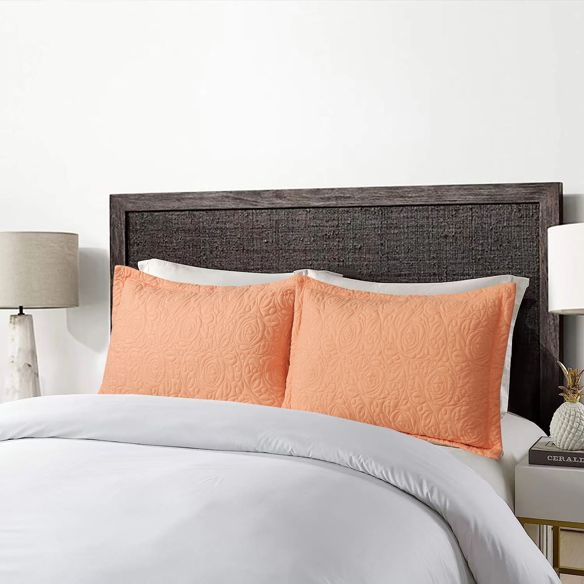 2 Piece King Size Quilted Pillow Shams, Decorative Pillow Covers