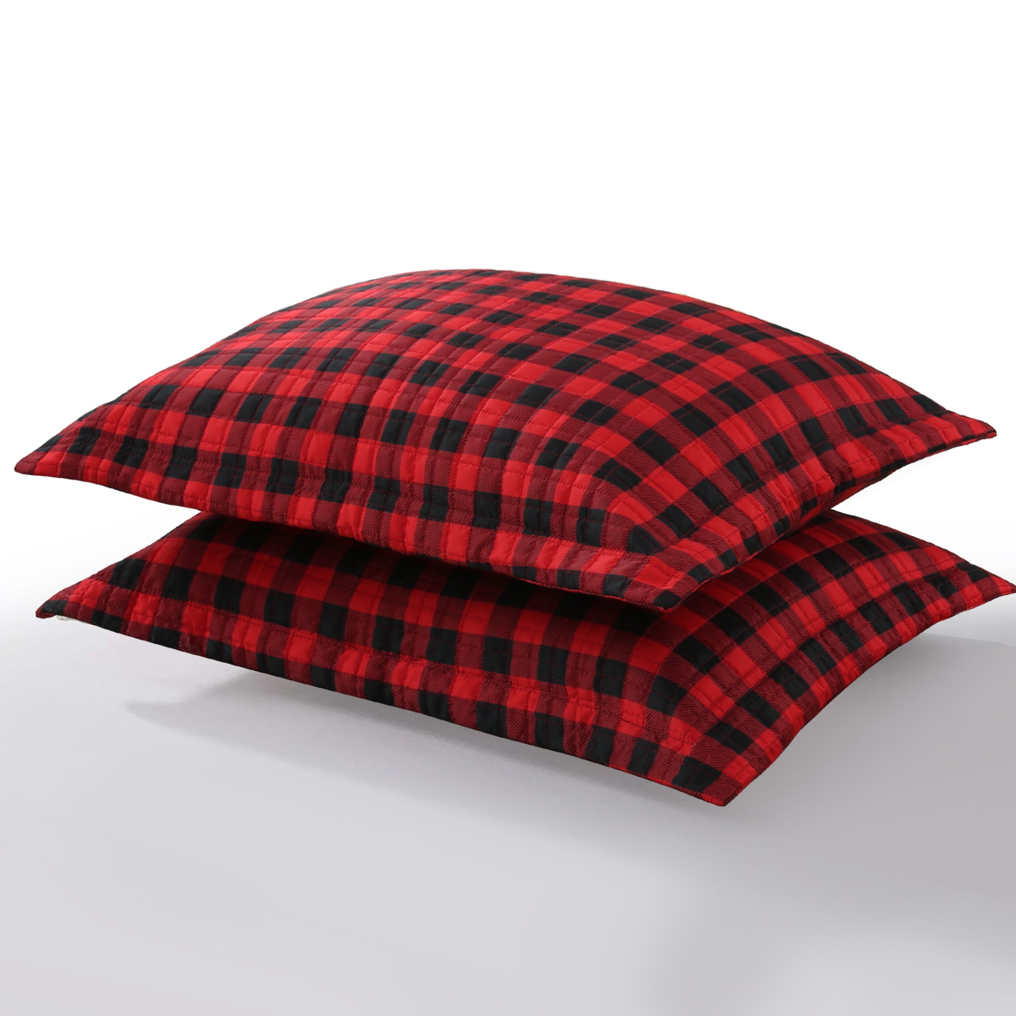 2 Piece Buffalo Plaid Pillow Shams, Microfiber Decorative Covers with Zipper