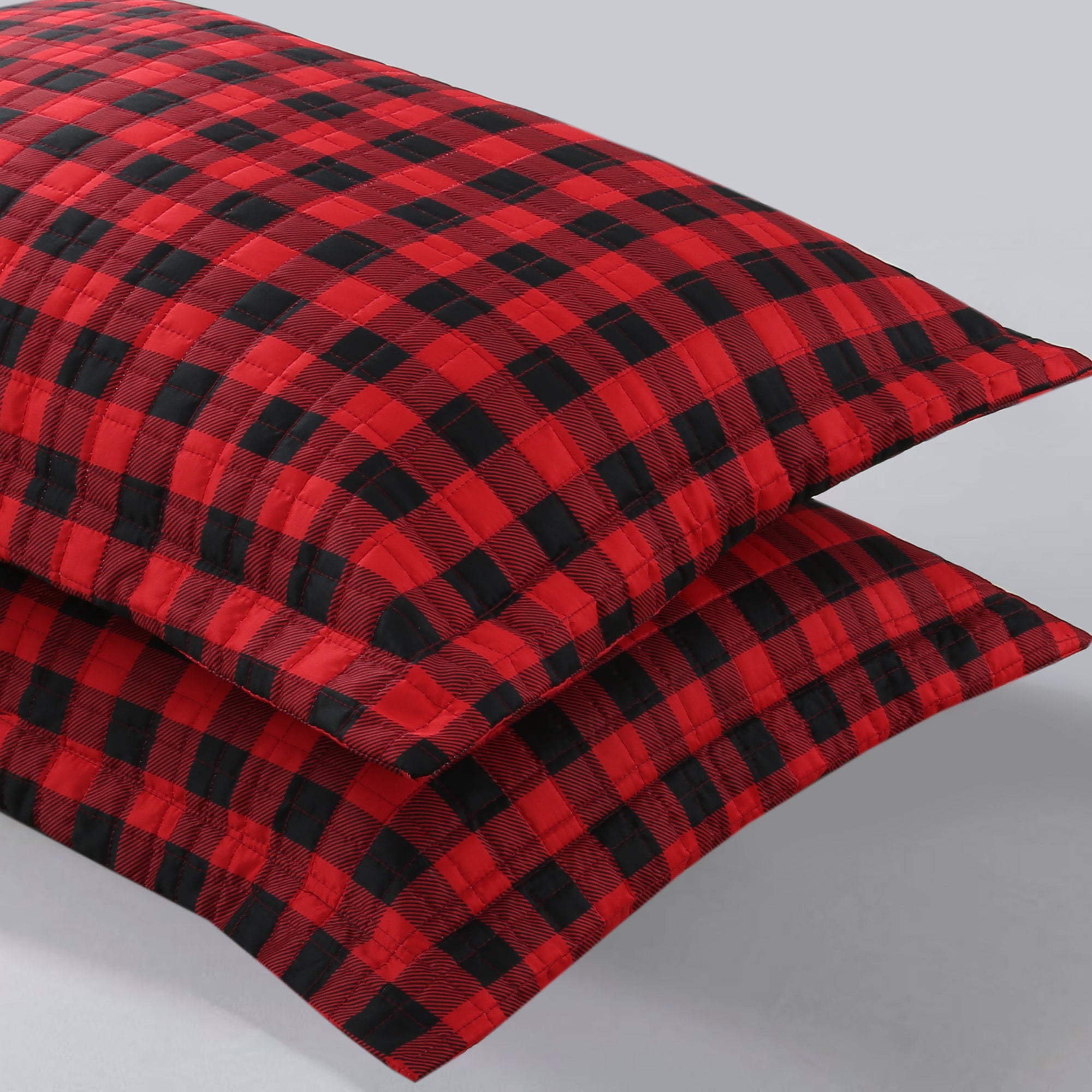 2 Piece Buffalo Plaid Pillow Shams, Microfiber Decorative Covers with Zipper