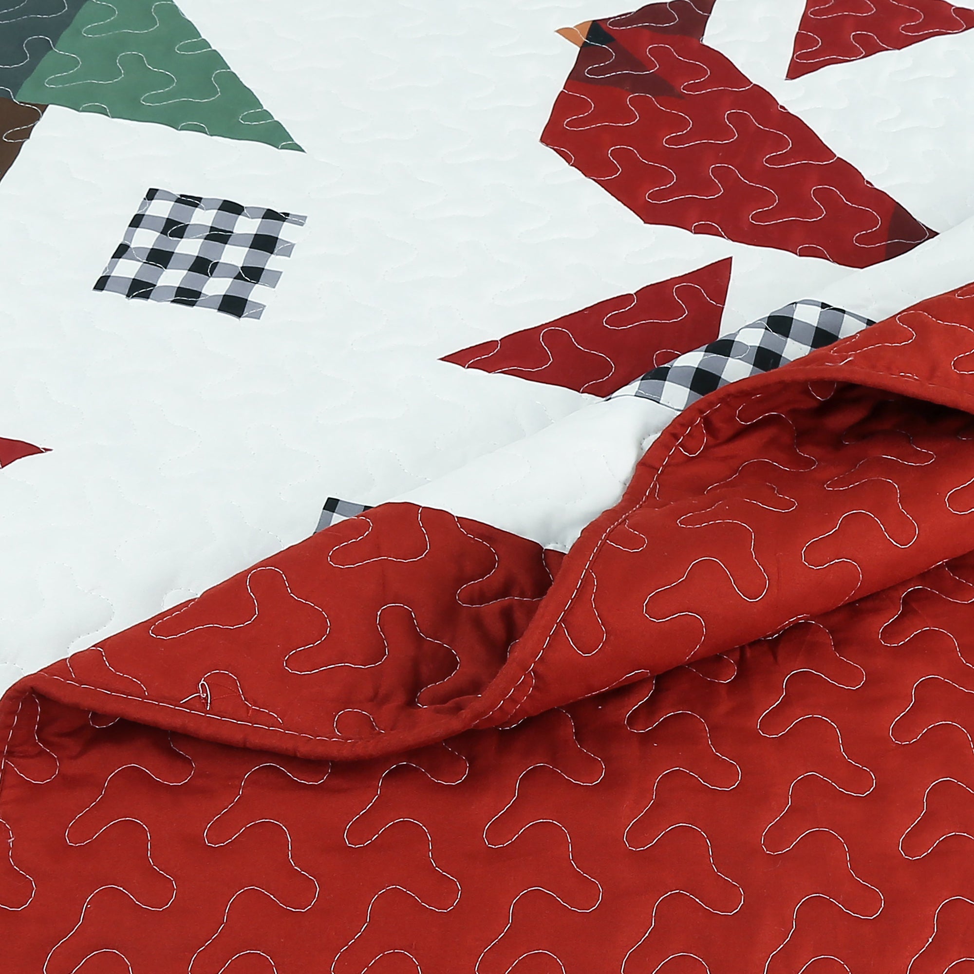 3 Pcs Winter Red Cardinals Christmas Quilt Bedspread Set ME509