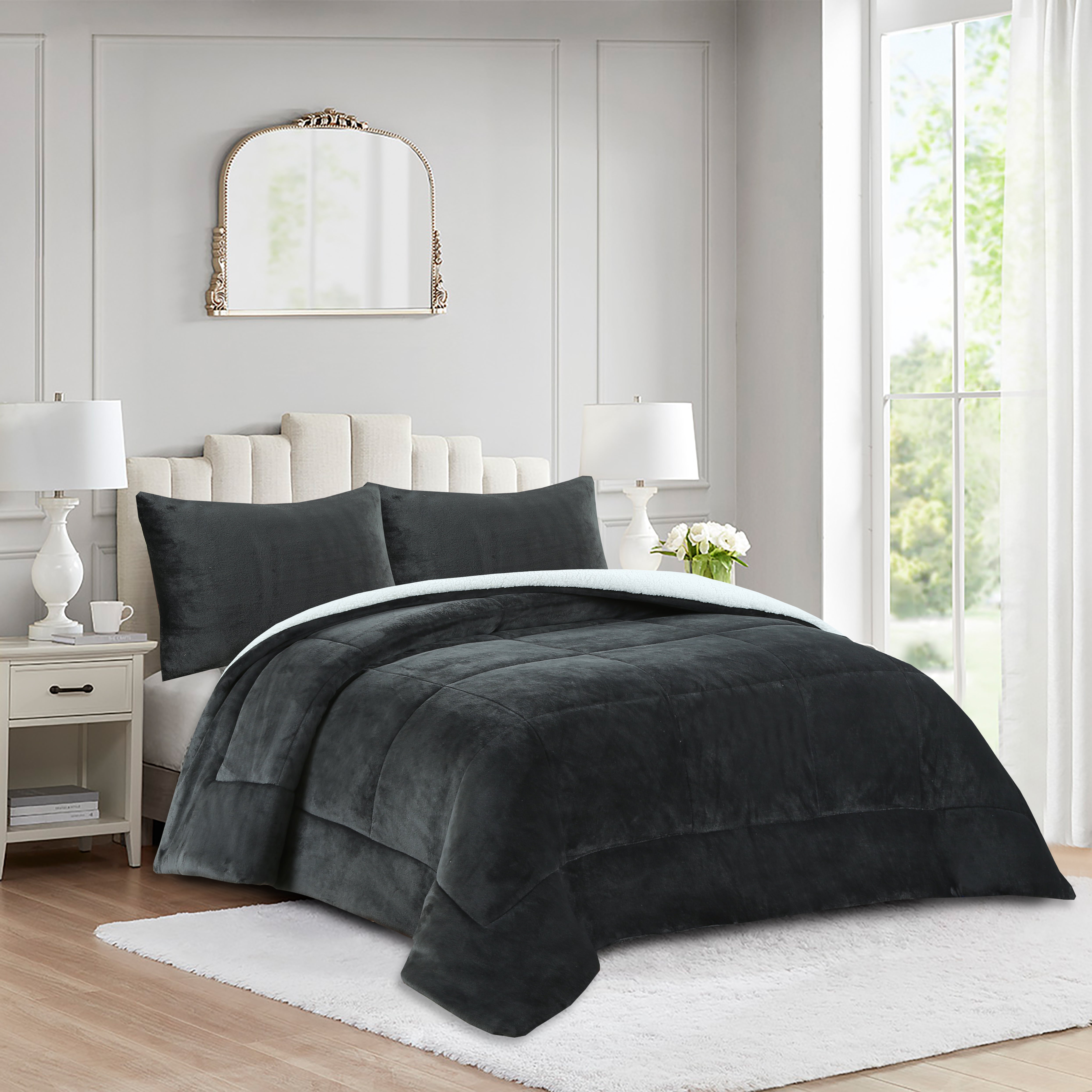 3 Piece Soft Cozy Plush Solid Color Comforter Set