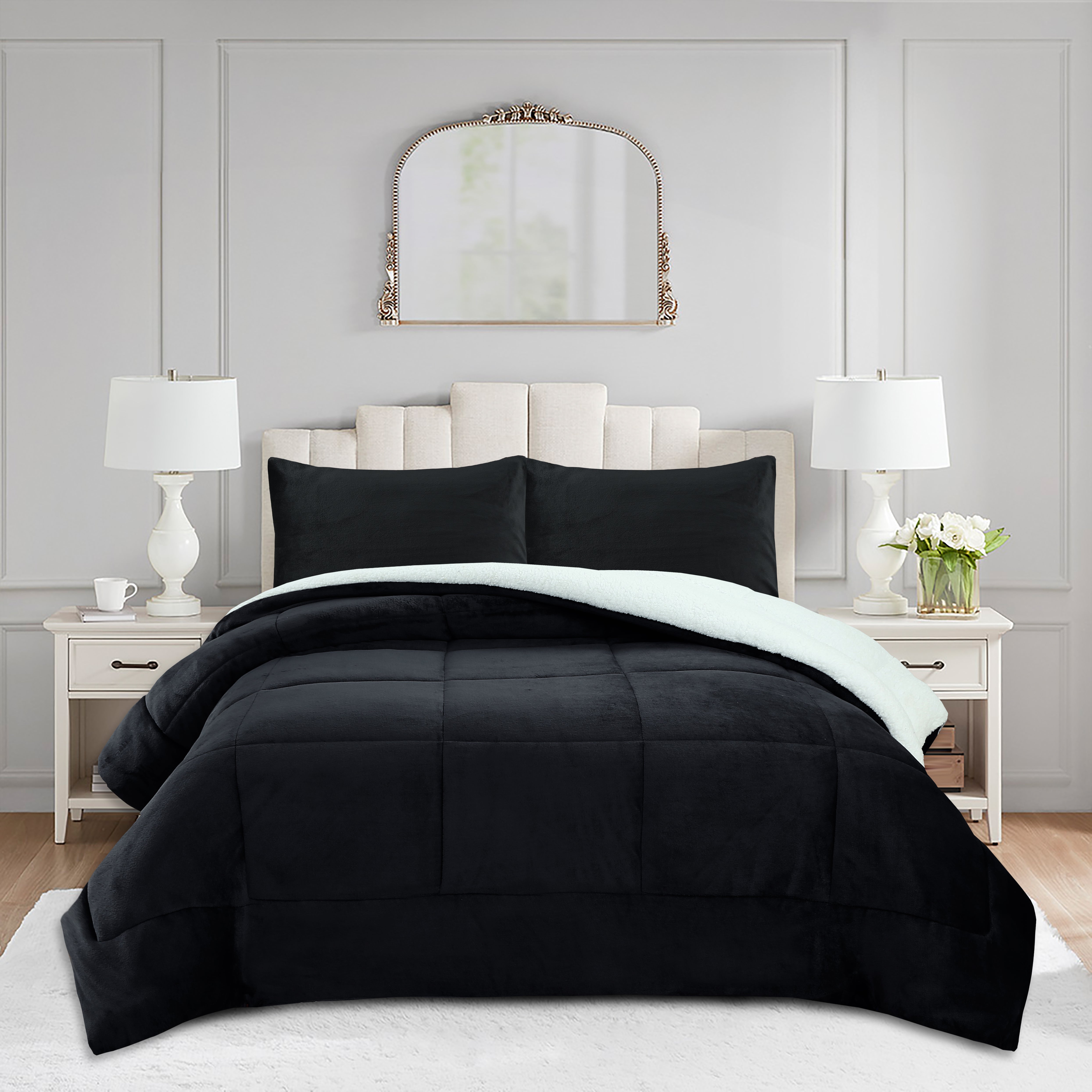 3 Piece Soft Cozy Plush Solid Color Comforter Set