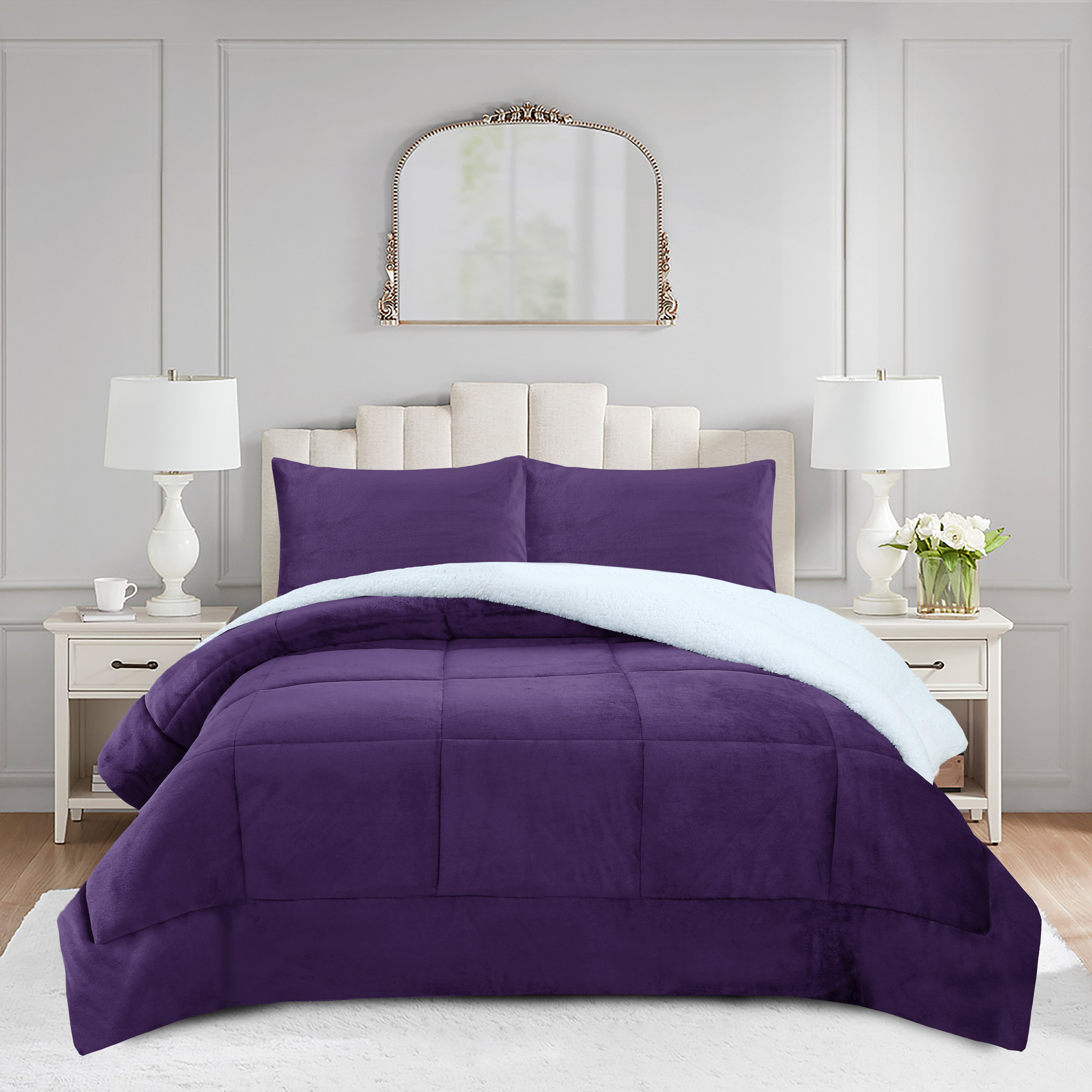 3 Piece Soft Cozy Plush Solid Color Comforter Set